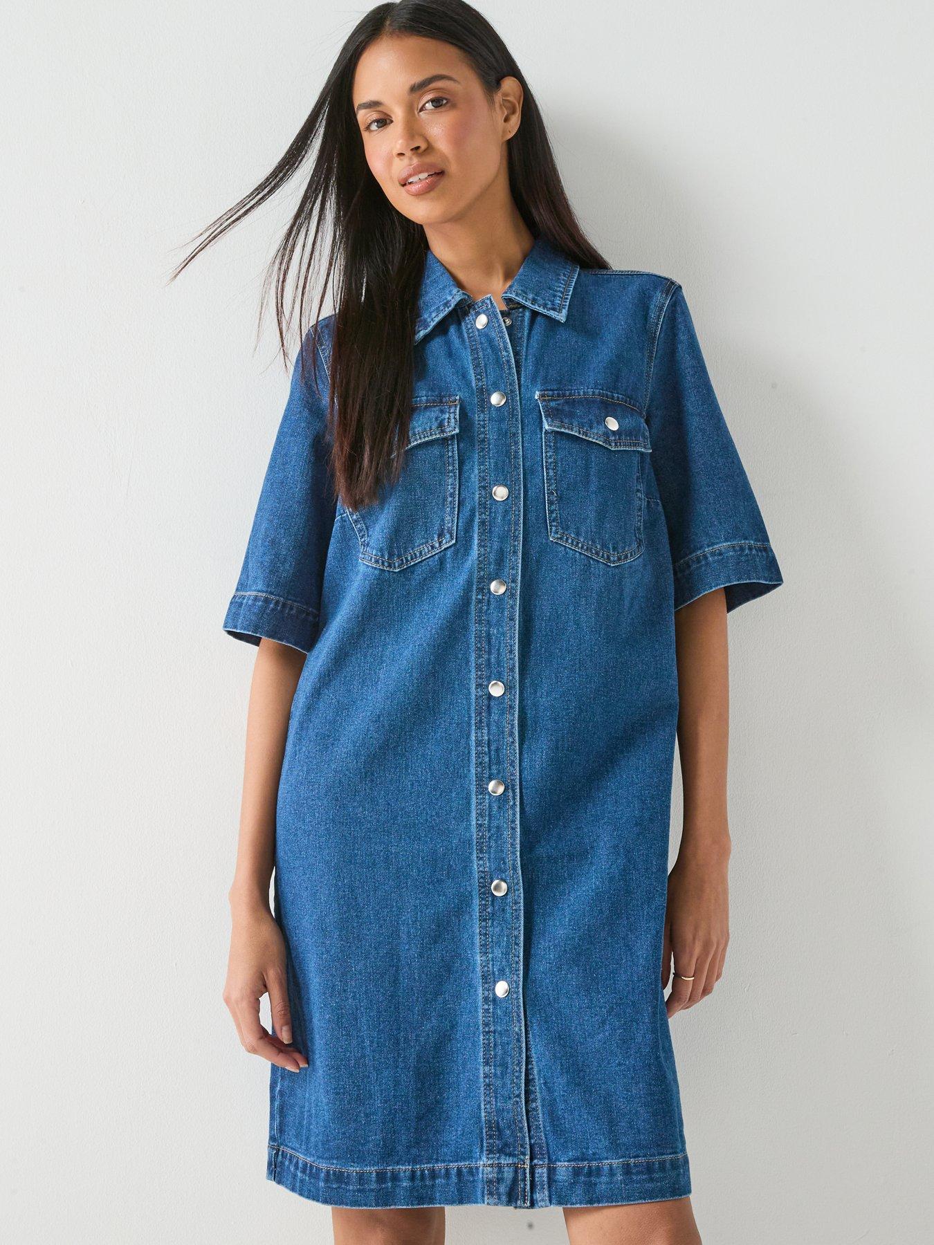 only-belle-short-sleeve-denim-dress-nbsp--blueback