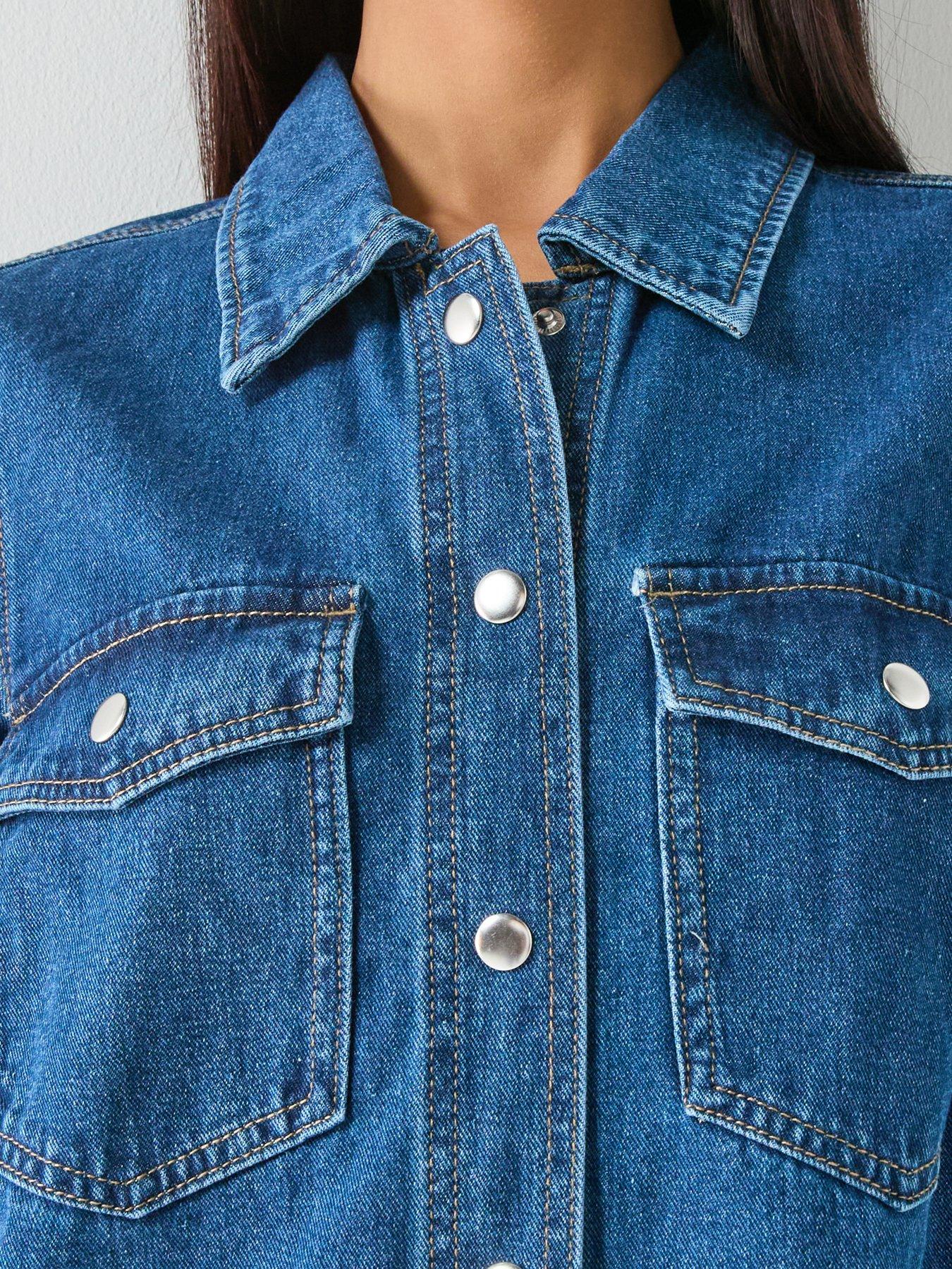 Image 5 of 5 of Only Belle Short Sleeve Denim Dress &nbsp;- Blue