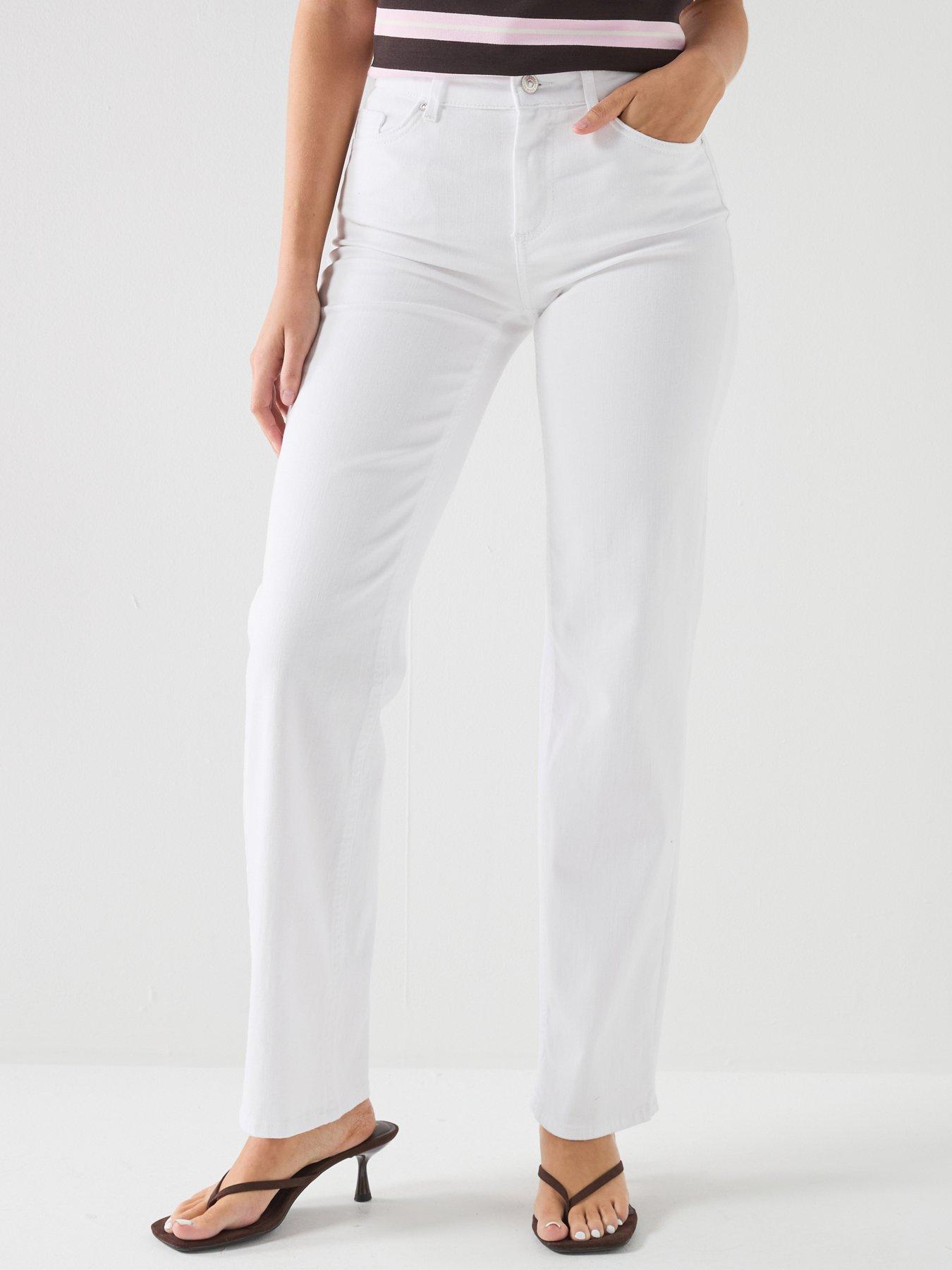 Image 1 of 6 of Only Onlblush Mid Waist Straight Fit Jeans - White