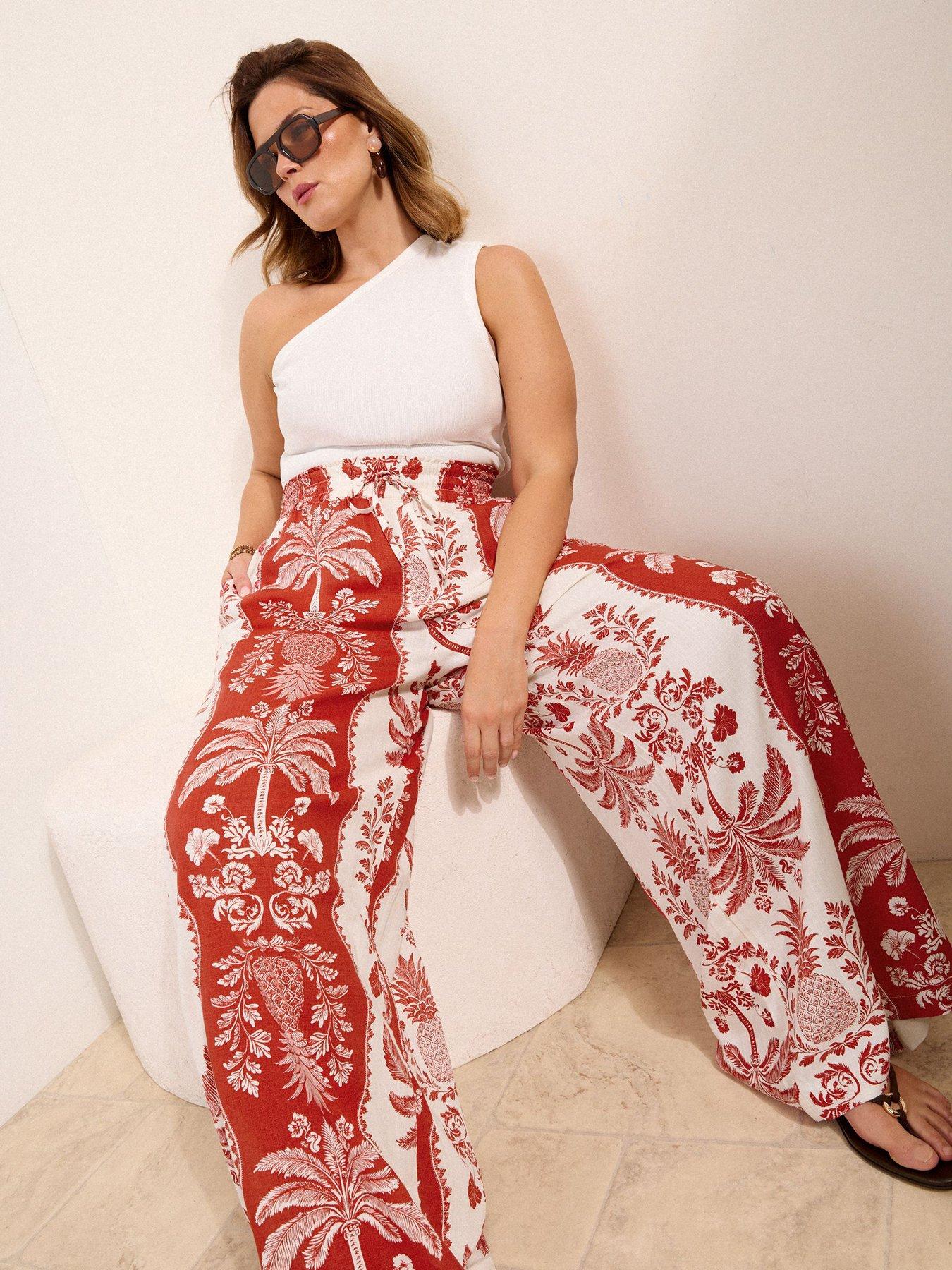 Image 4 of 4 of Friends Like These Lutus Print Linen Plazzo Trouser
