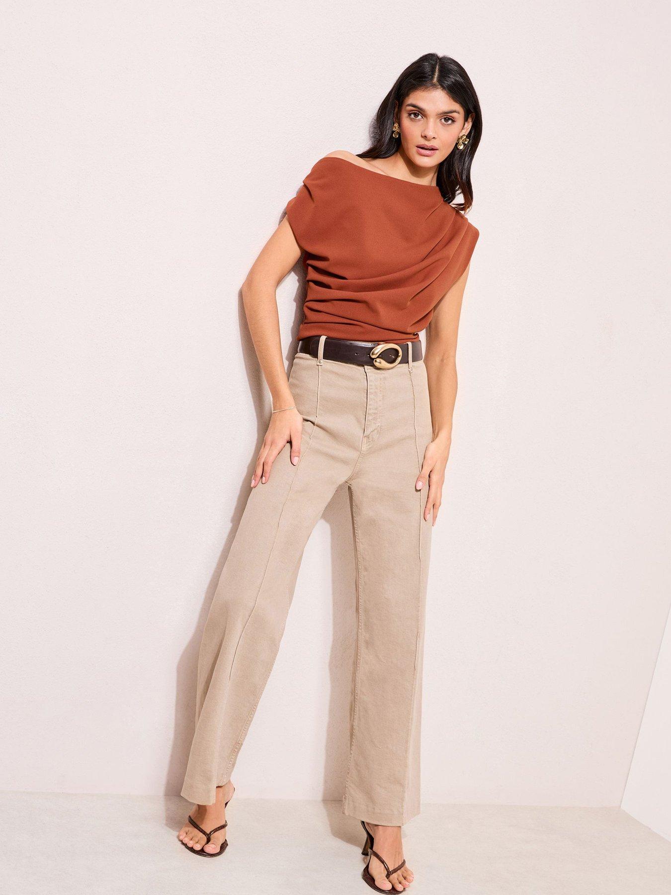 Image 2 of 4 of Friends Like These Off The Shoulder Draped Top - Clay