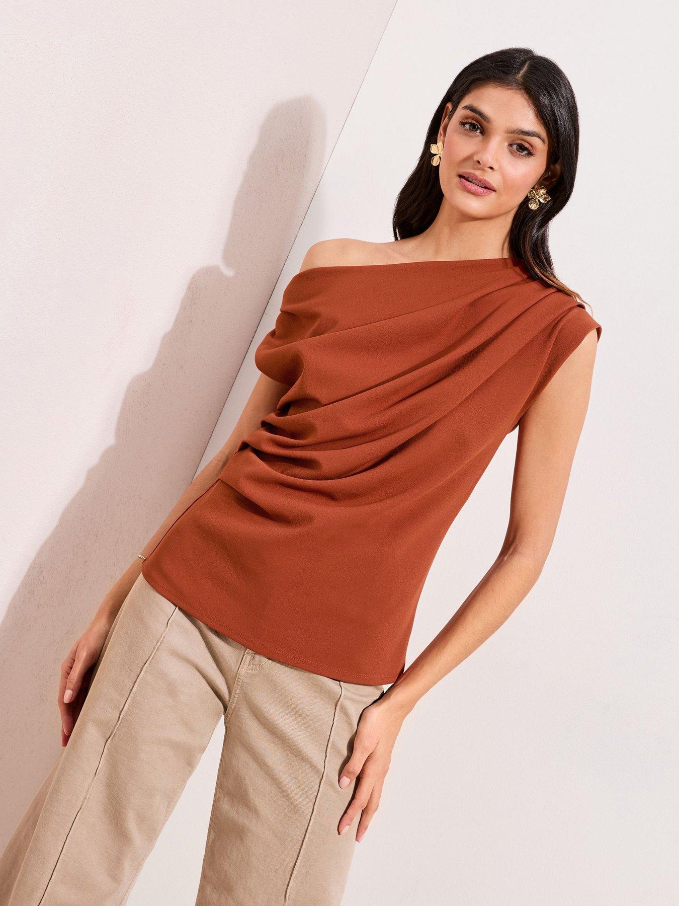 Image 4 of 4 of Friends Like These Off The Shoulder Draped Top - Clay