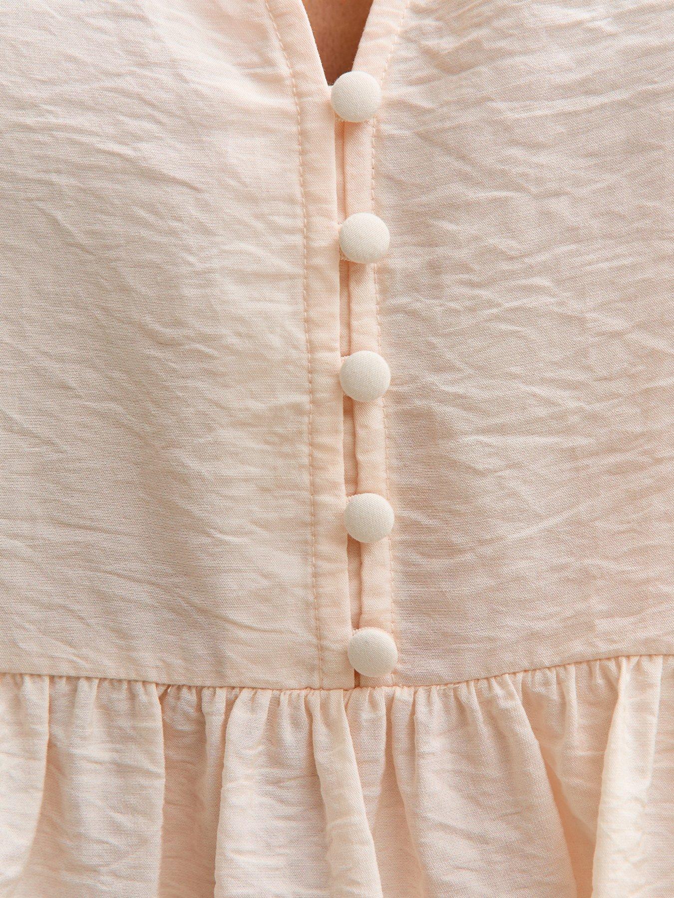 Image 5 of 5 of New Look Light Pink Button Up Peplum Tea Blouse - Light Pink