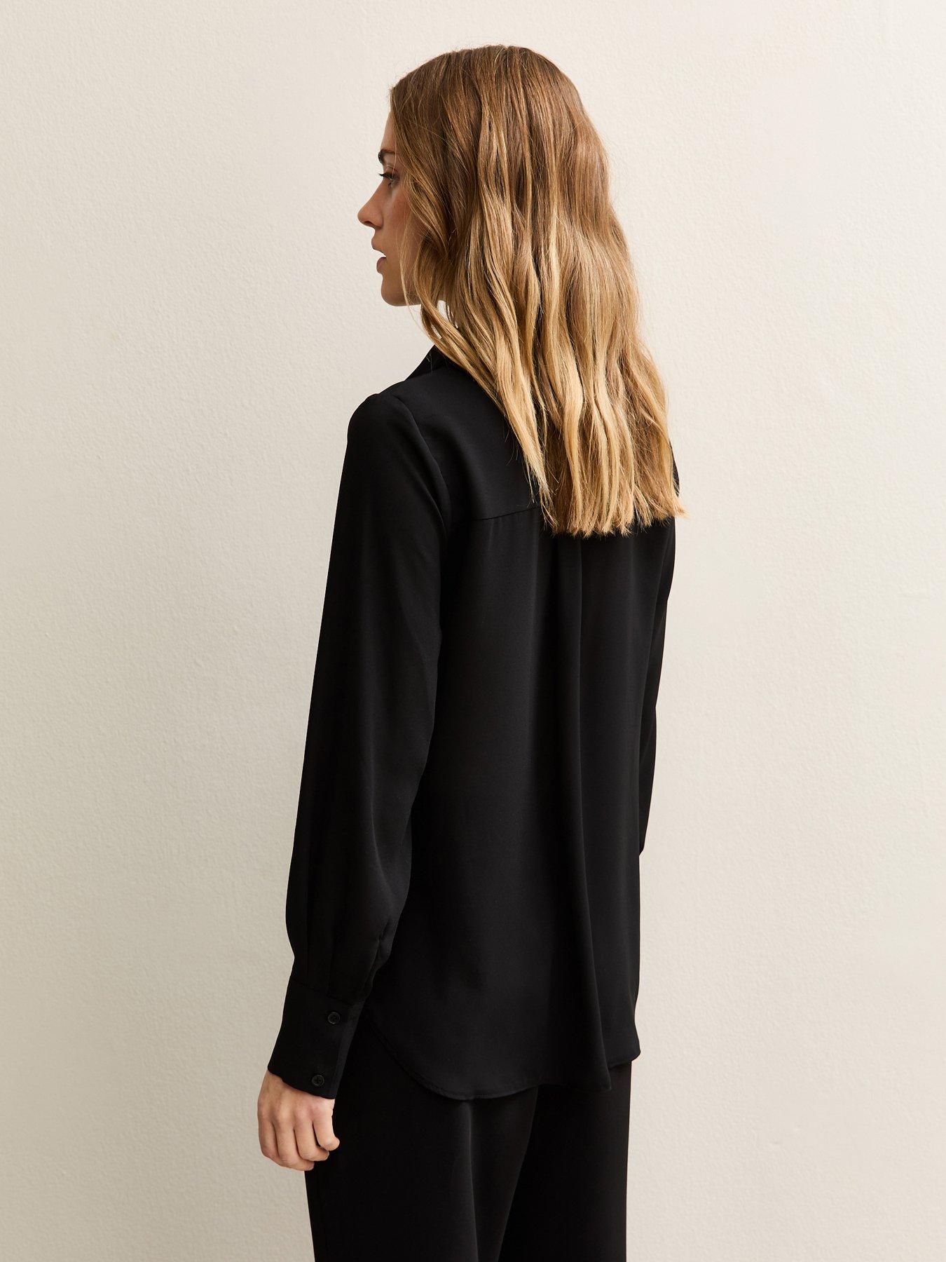 Image 2 of 5 of New Look Plain Gold Button Shirt - Black