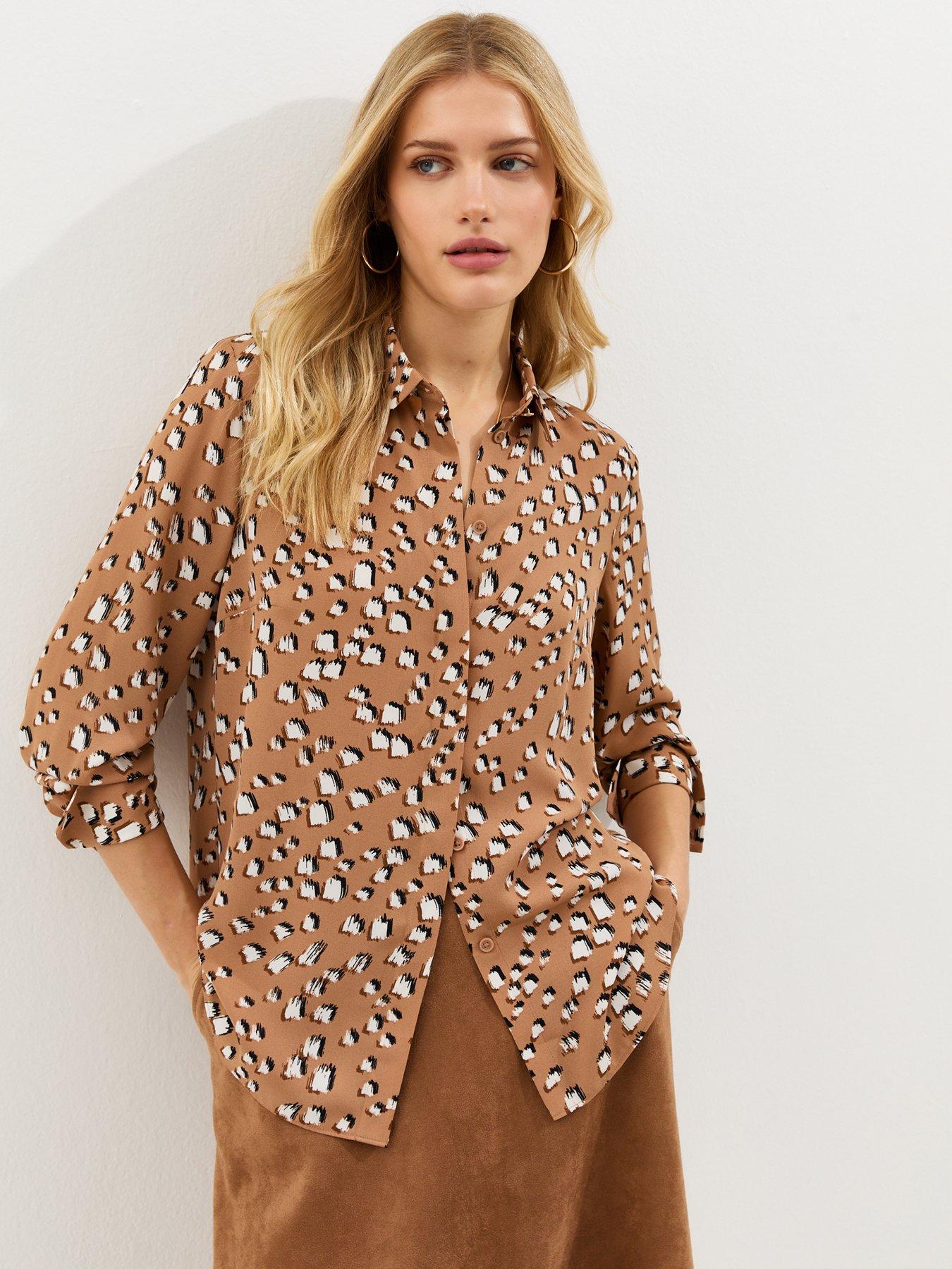 New Look Abstract Pattern Long Sleeve Shirt - Brown