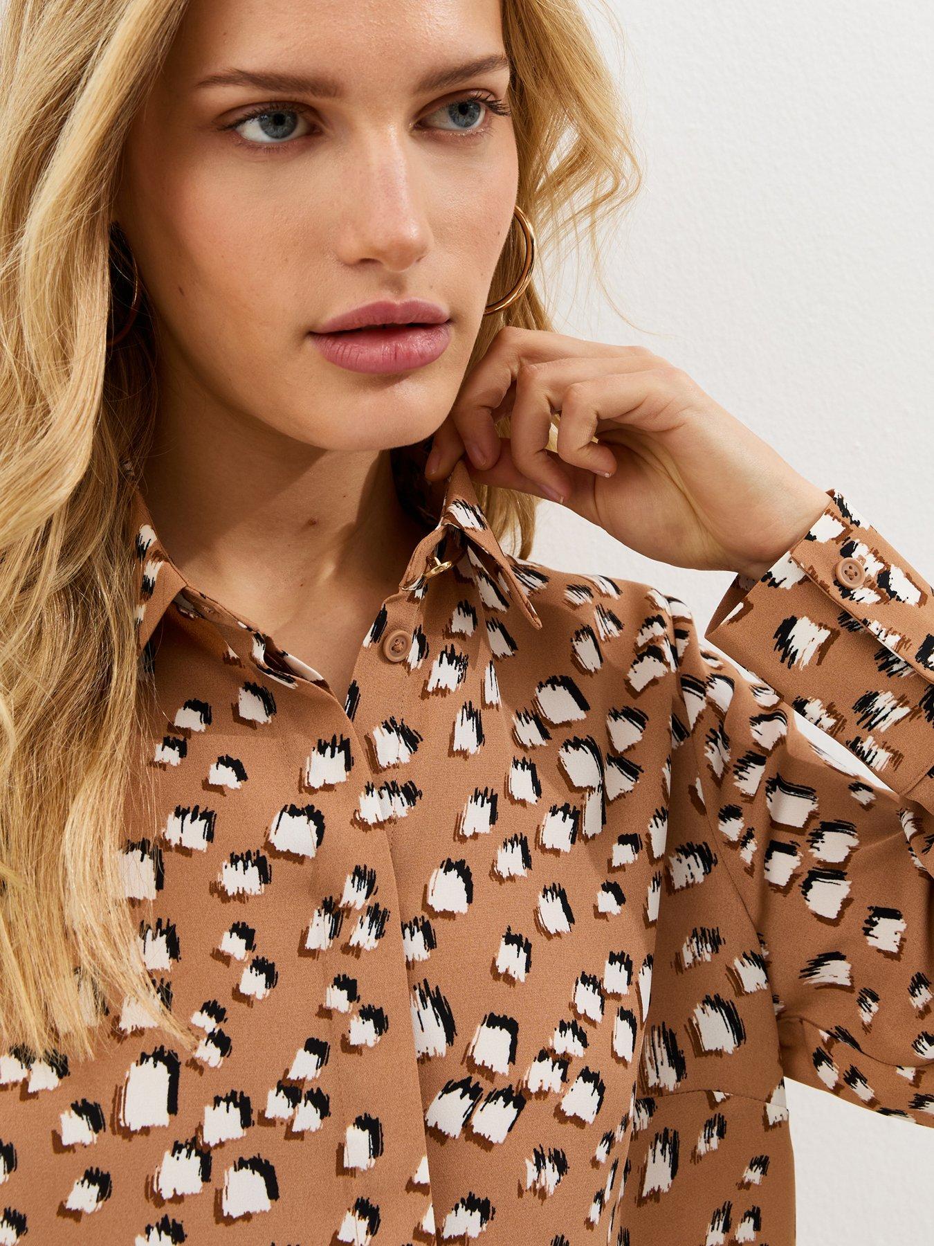 new-look-abstract-pattern-long-sleeve-shirt-brownoutfit
