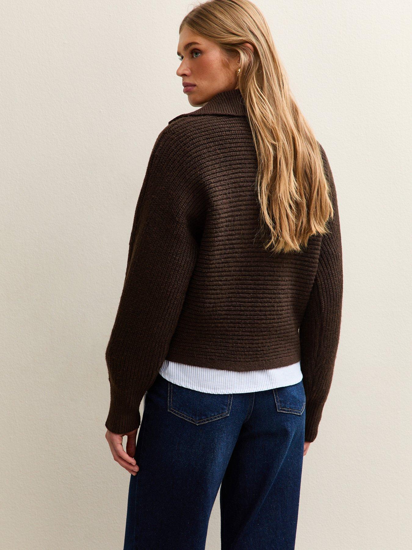 new-look-stitchy-polo-batwing-jumper-dark-brownstillFront