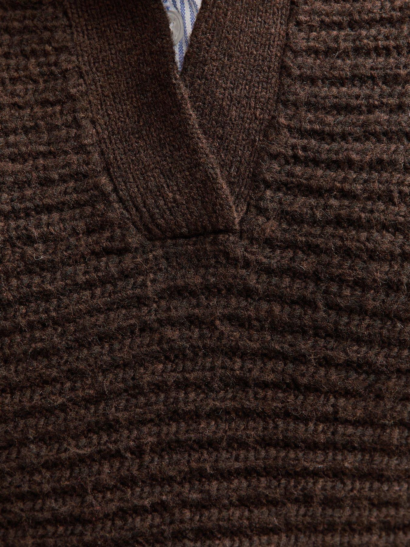 new-look-stitchy-polo-batwing-jumper-dark-browndetail