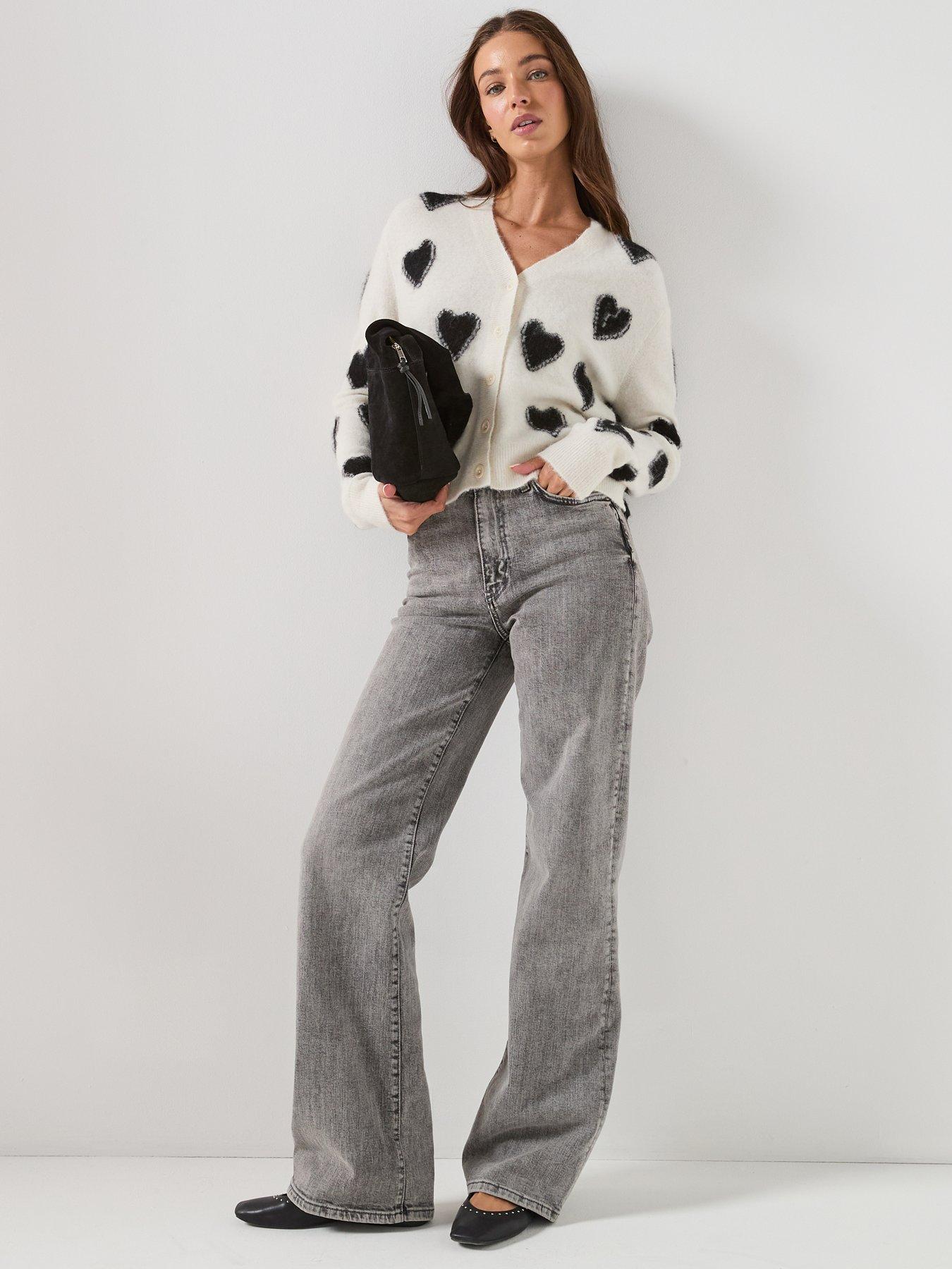Image 3 of 5 of AllSaints Scatter Heart Cardigan - White/Black