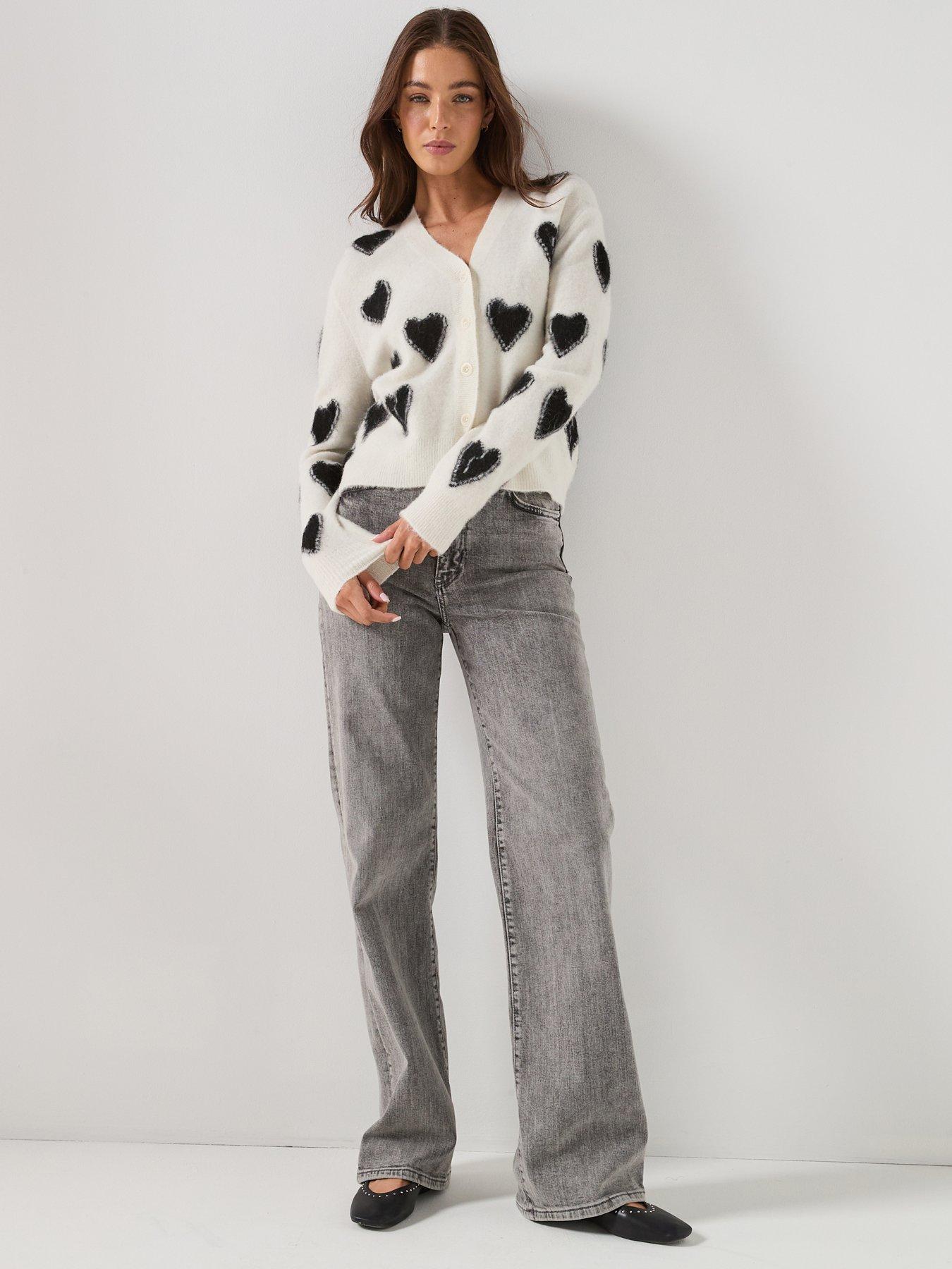 Image 5 of 5 of AllSaints Scatter Heart Cardigan - White/Black