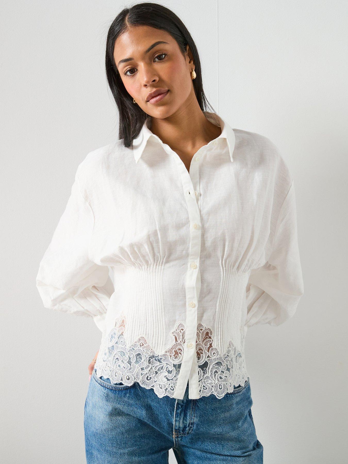 Image 1 of 6 of AllSaints Carol Shirt - White
