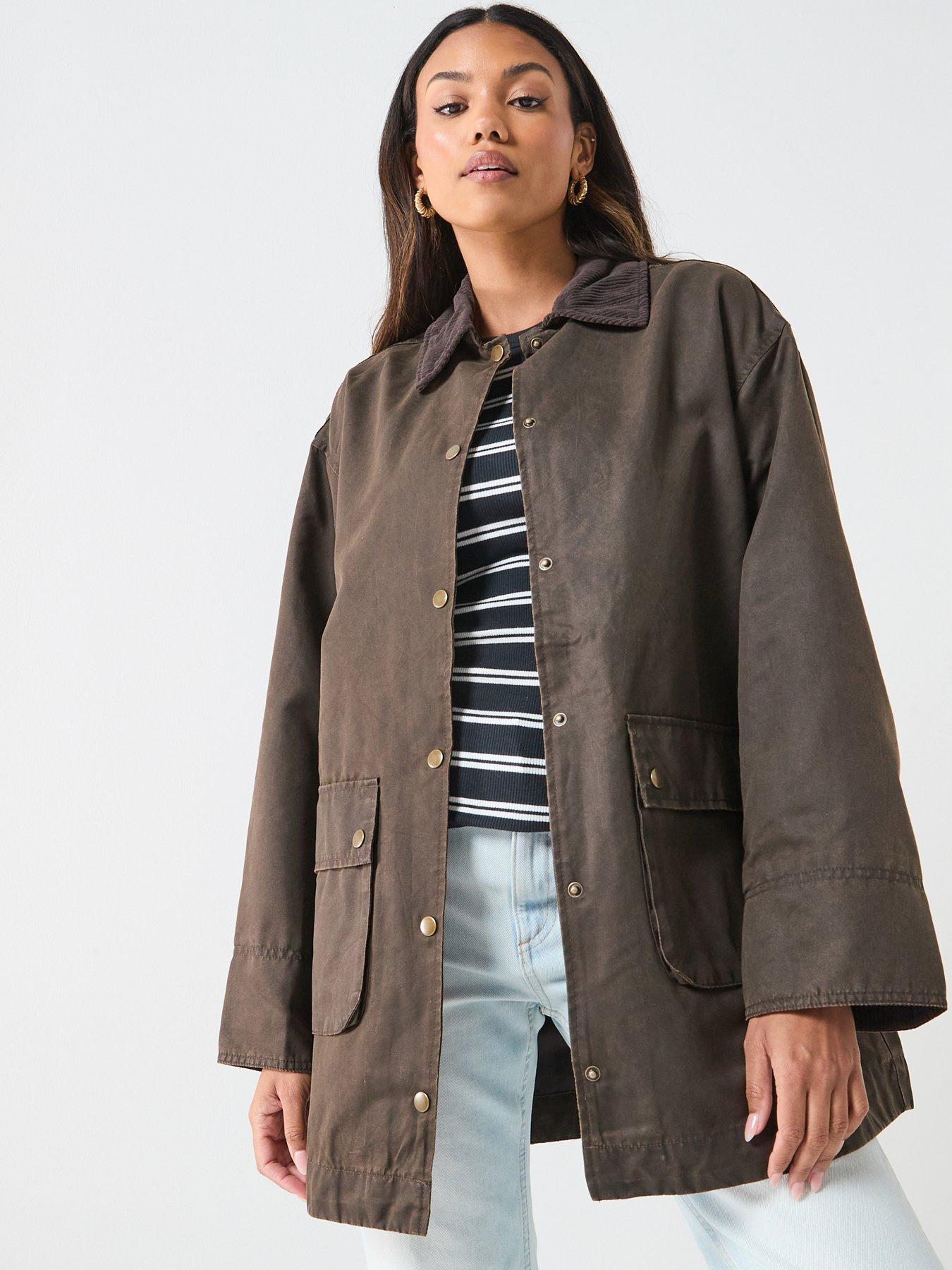 jdy-ruby-coated-jacket-brownfront