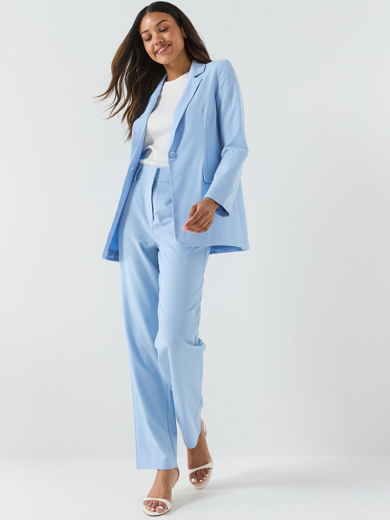 Image 1 of 5 of Vero Moda Straight Cut Trouseres - Blue