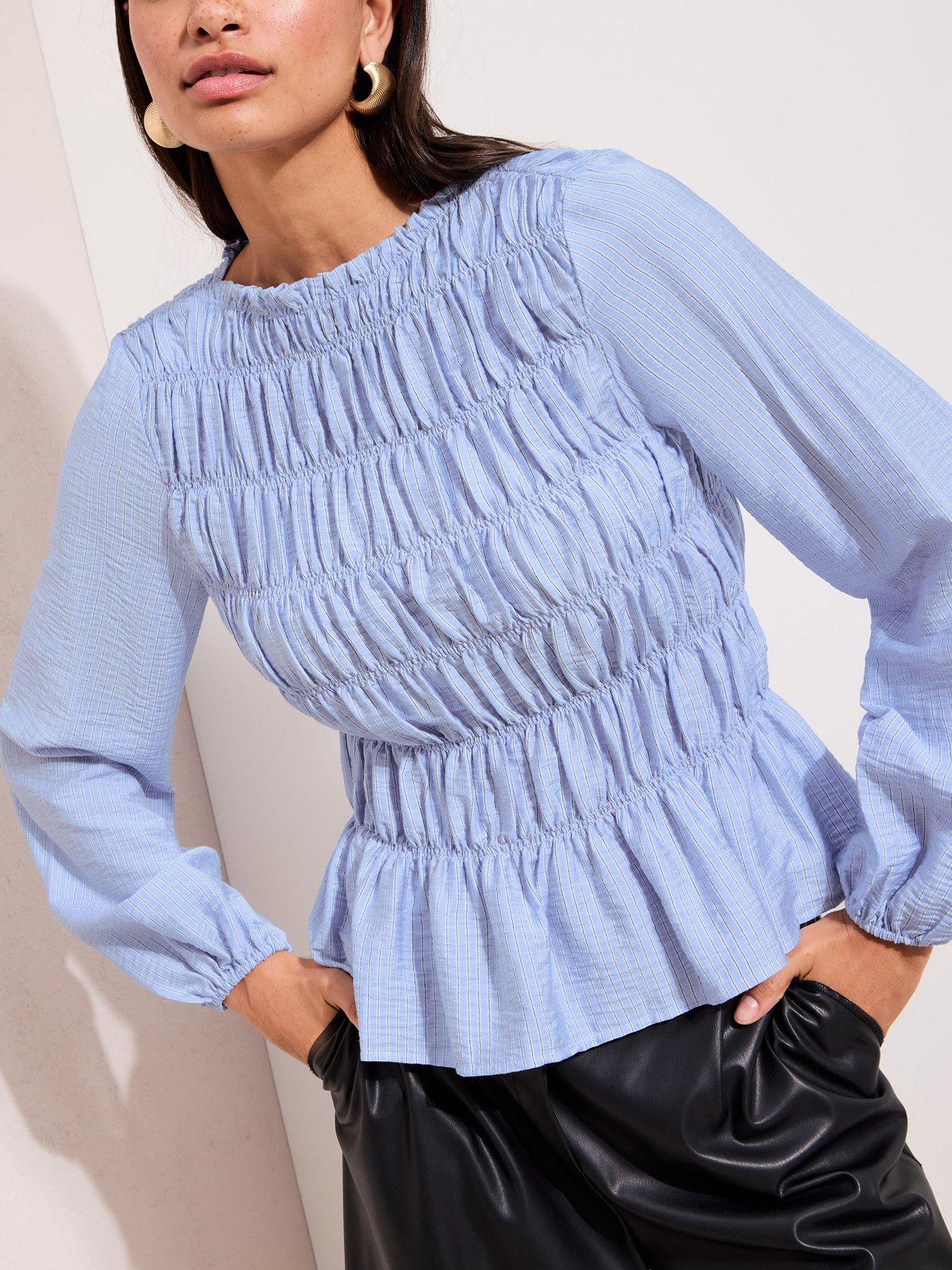 Friends Like These All Over Shirred Stripe Top - Blue