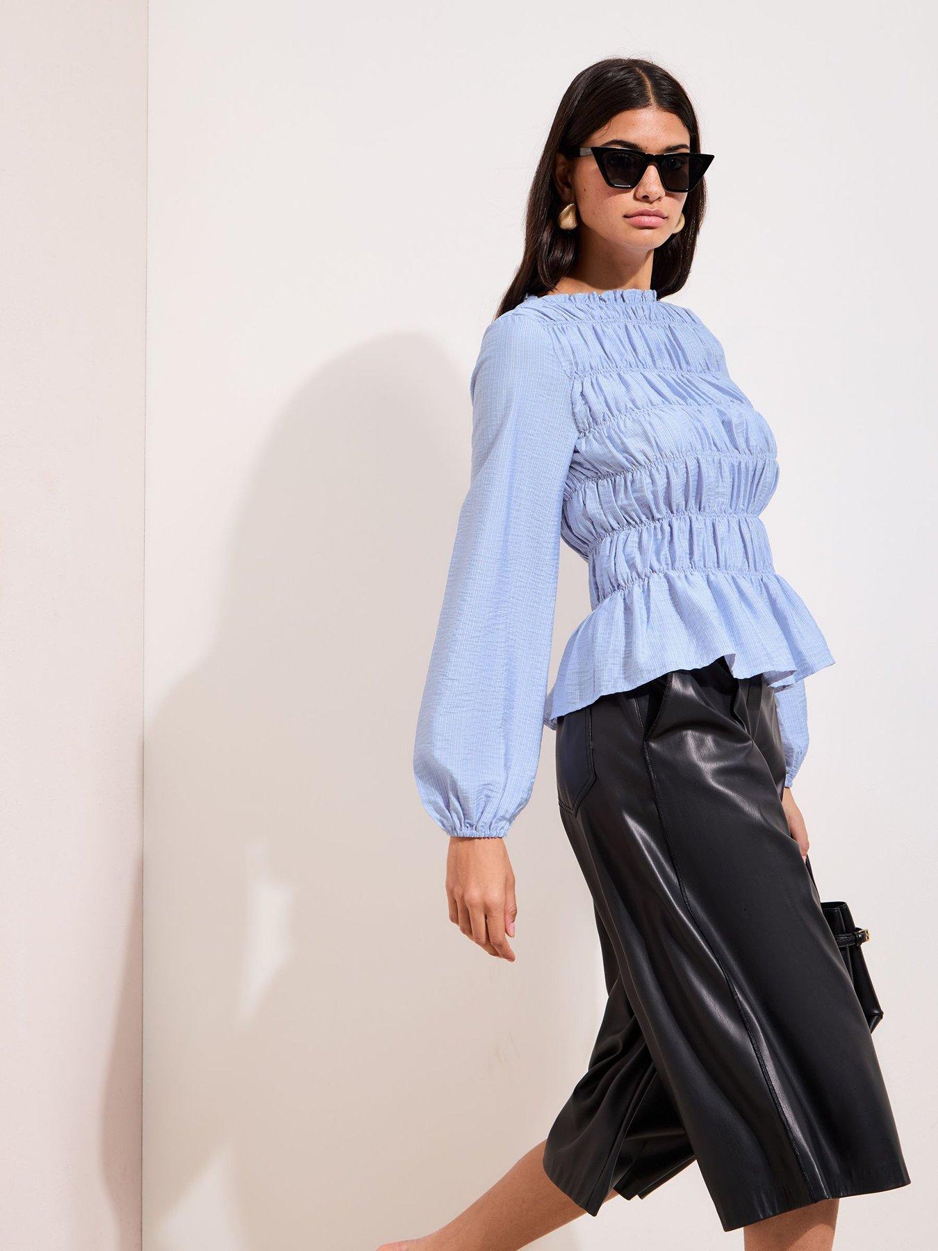 friends-like-these-all-over-shirred-stripe-top-bluedetail