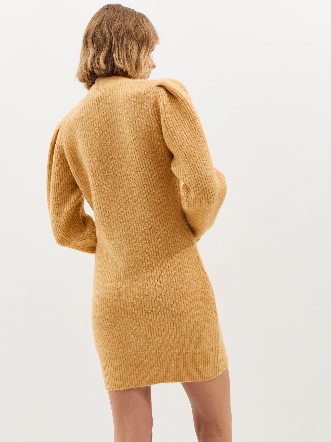 new-look-stitchy-knit-button-front-mini-dress-light-yellowstillFront