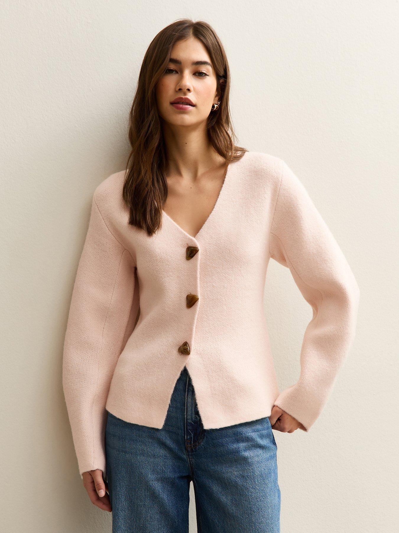 new-look-v--neck-heavyweight-knit-cardigan-light-pink