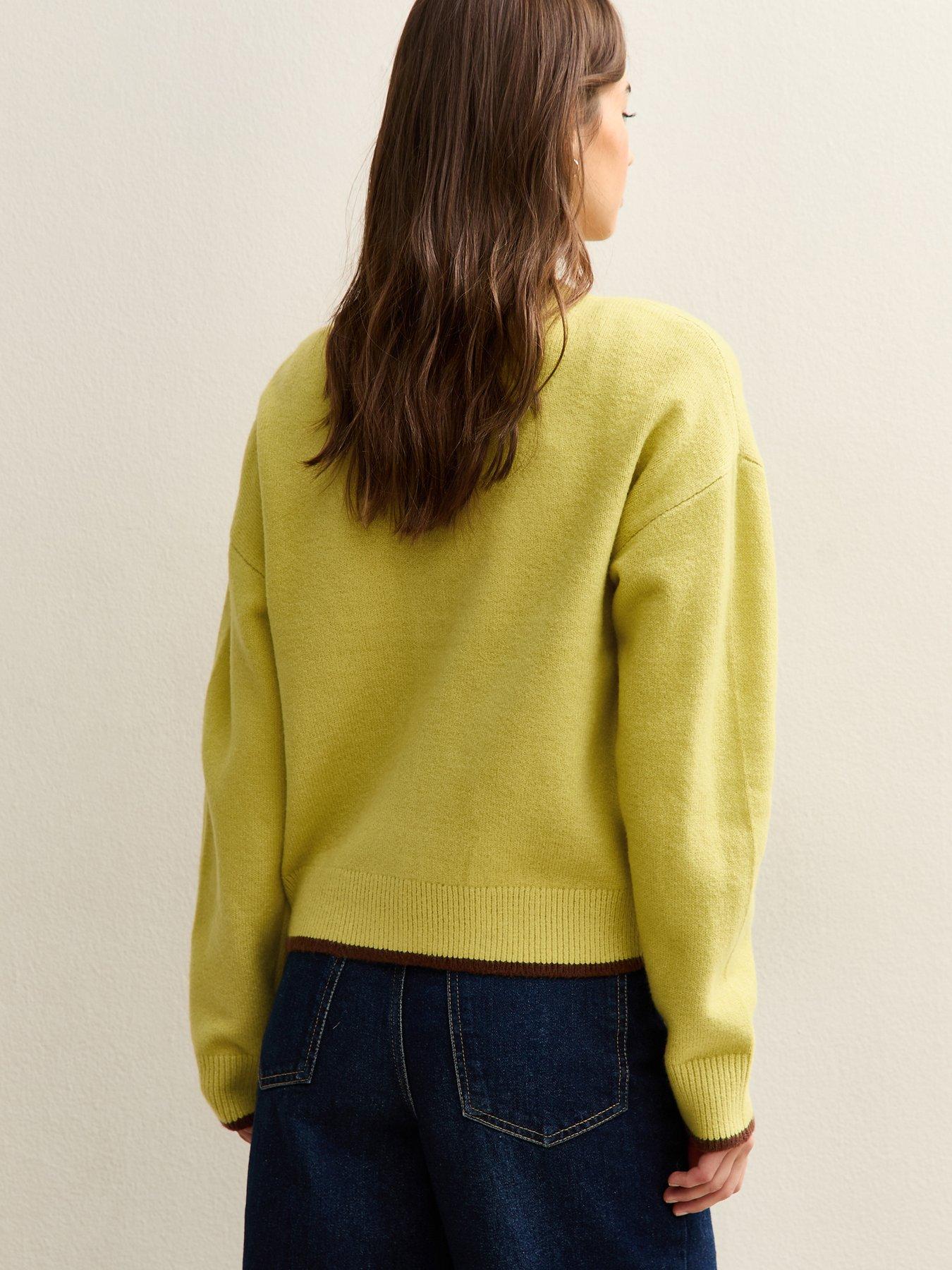 new-look-tipped-crew-neck-cardigan-greenstillFront