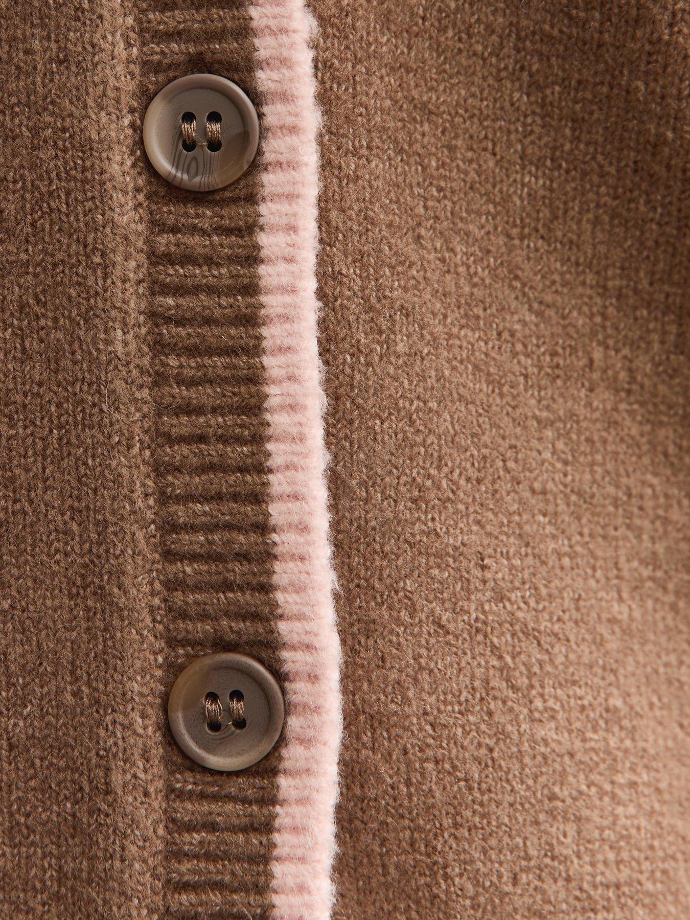 new-look-tipped-crew-neck-cardigan-brownoutfit