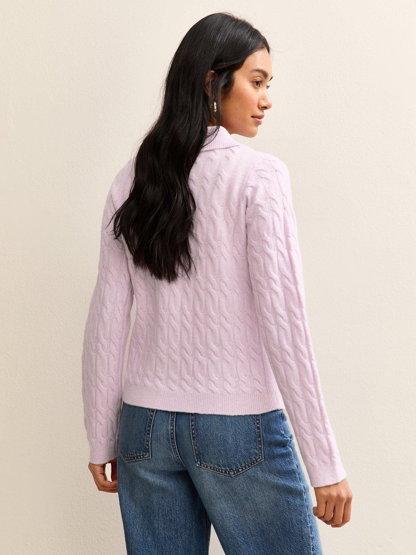 new-look-lilac-cable-knit-collared-cardigan-purplestillFront