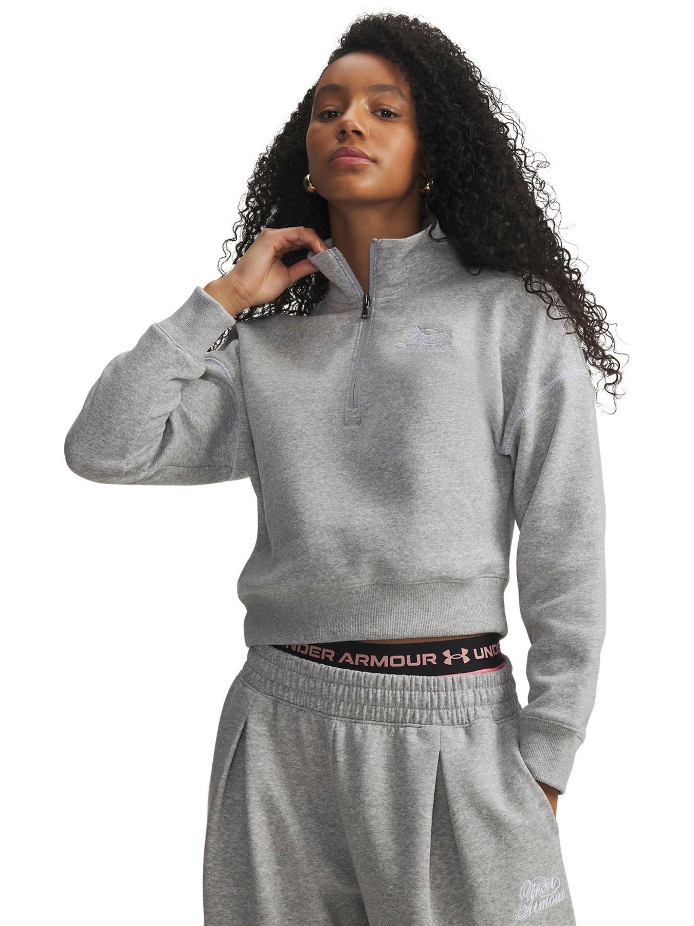 under-armour-womens-rival-fleece-12-zip-top-greyfront