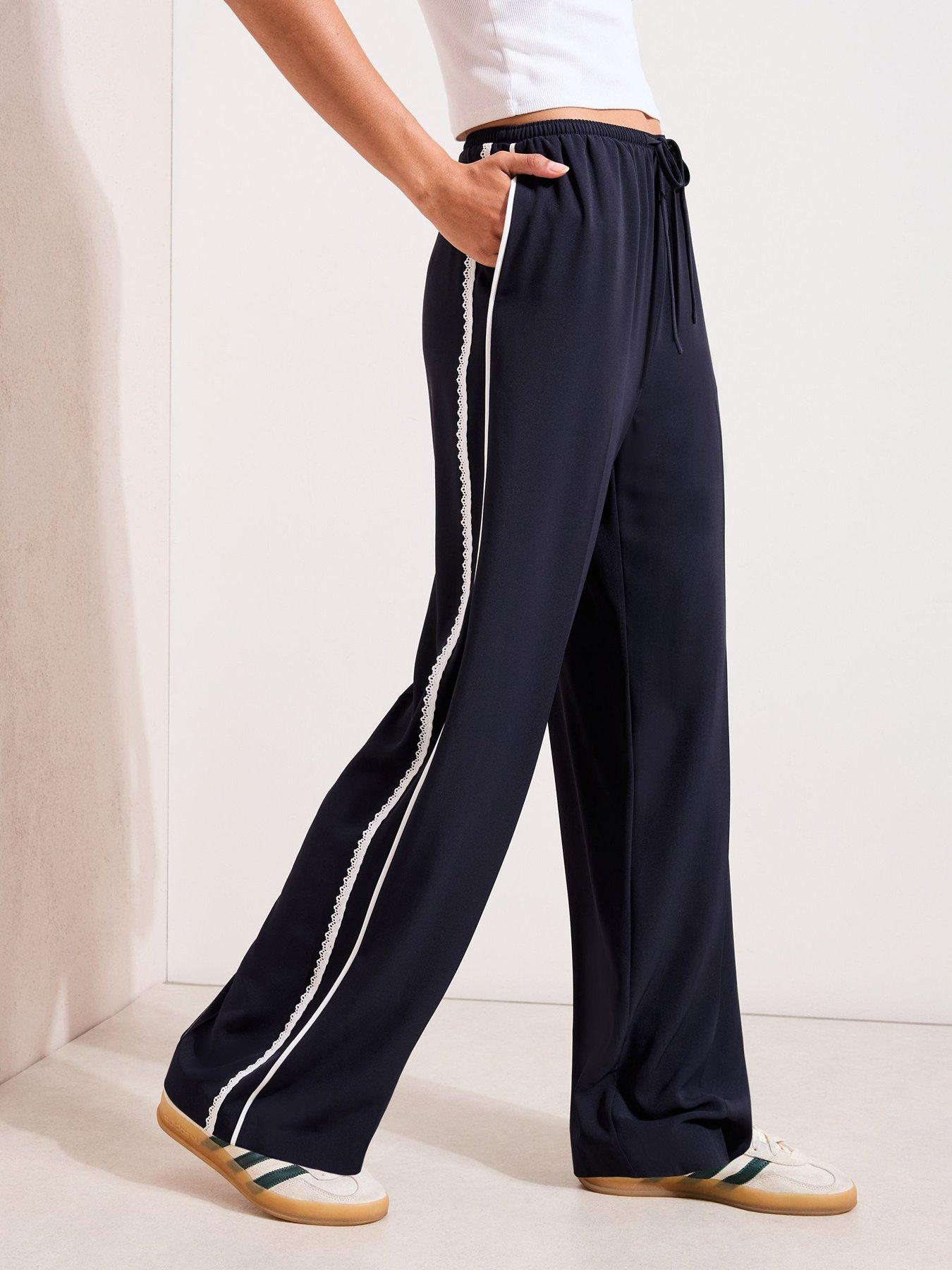 Friends Like These Crochet Side Trim Trouser - Navy