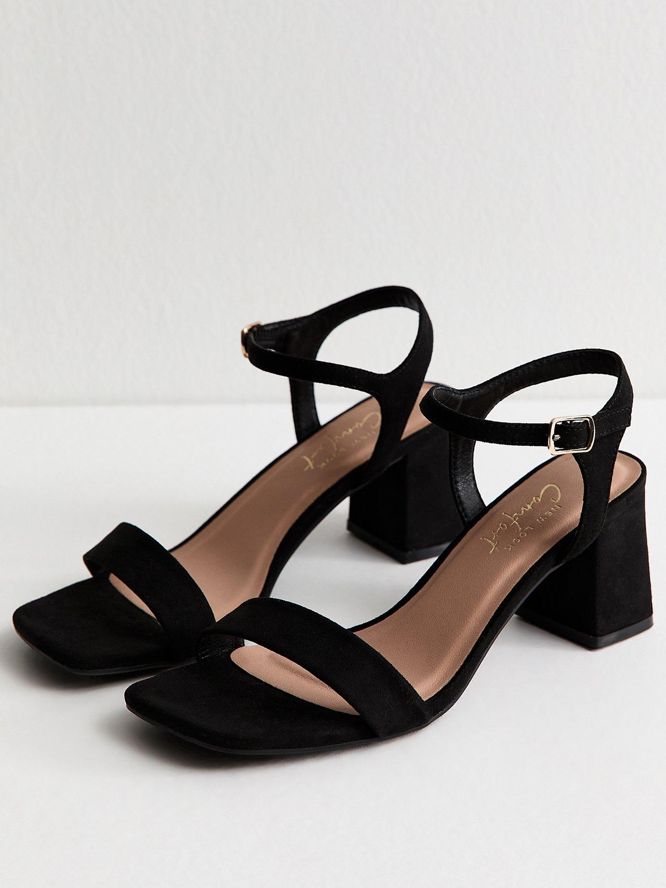 Image 3 of 5 of New Look Block Ankle Strap Sandals - Black