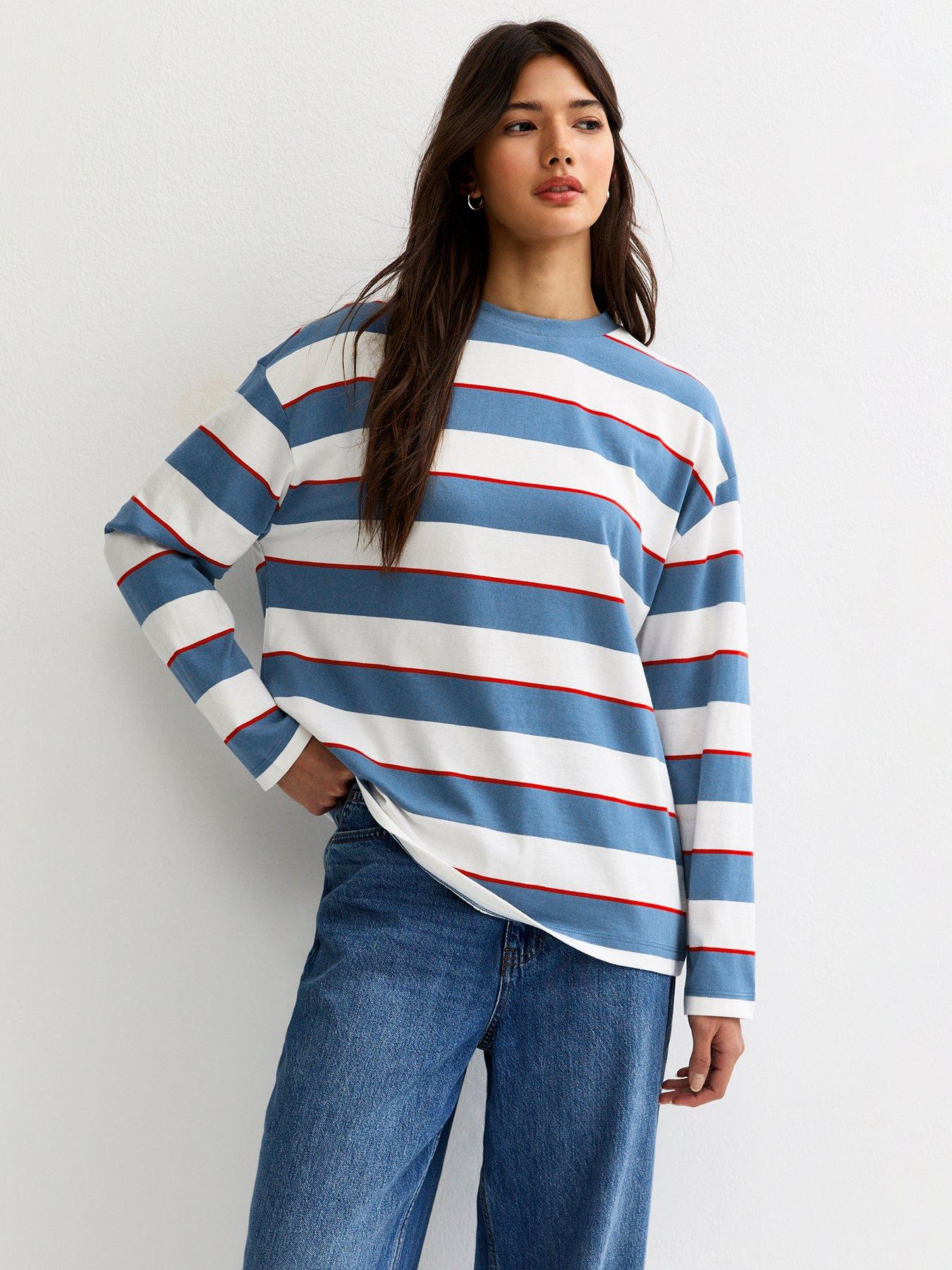 new-look-blue-striped-long-sleeve-skater-t-shirt-white