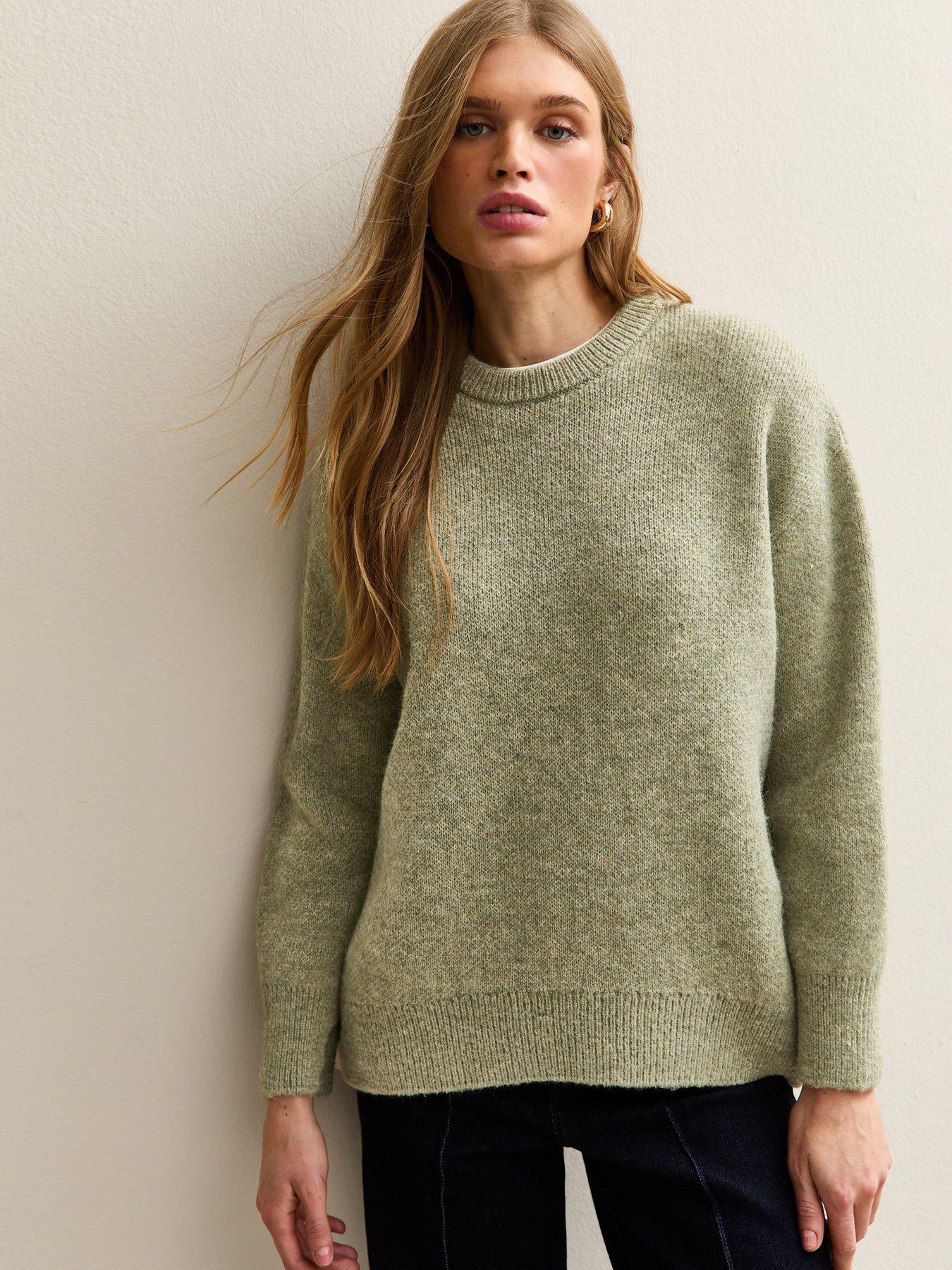 new-look-chunky-oversized-jumper-green