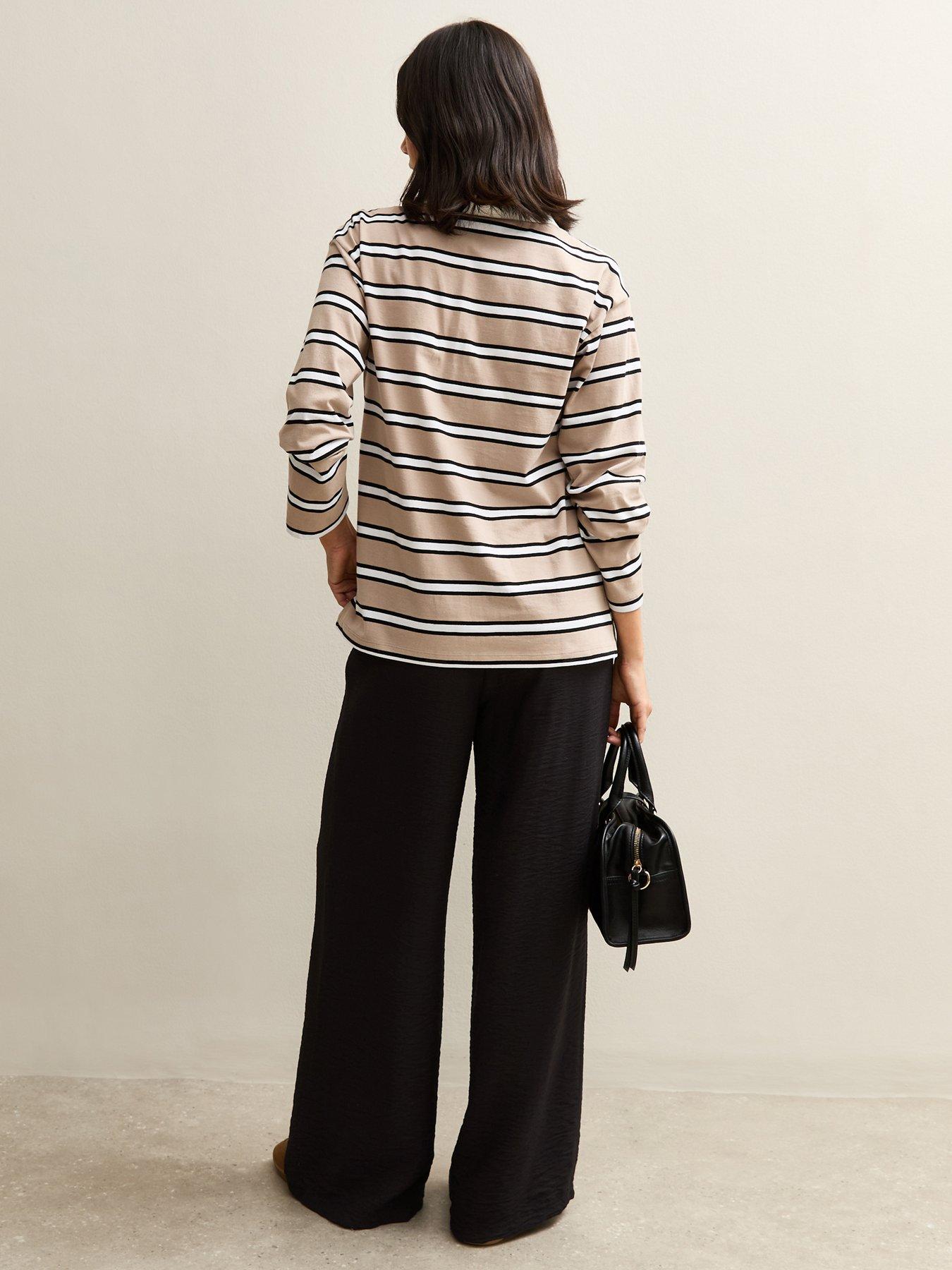 Image 2 of 5 of New Look Drawstring Waist Wide Leg Trousers - Black