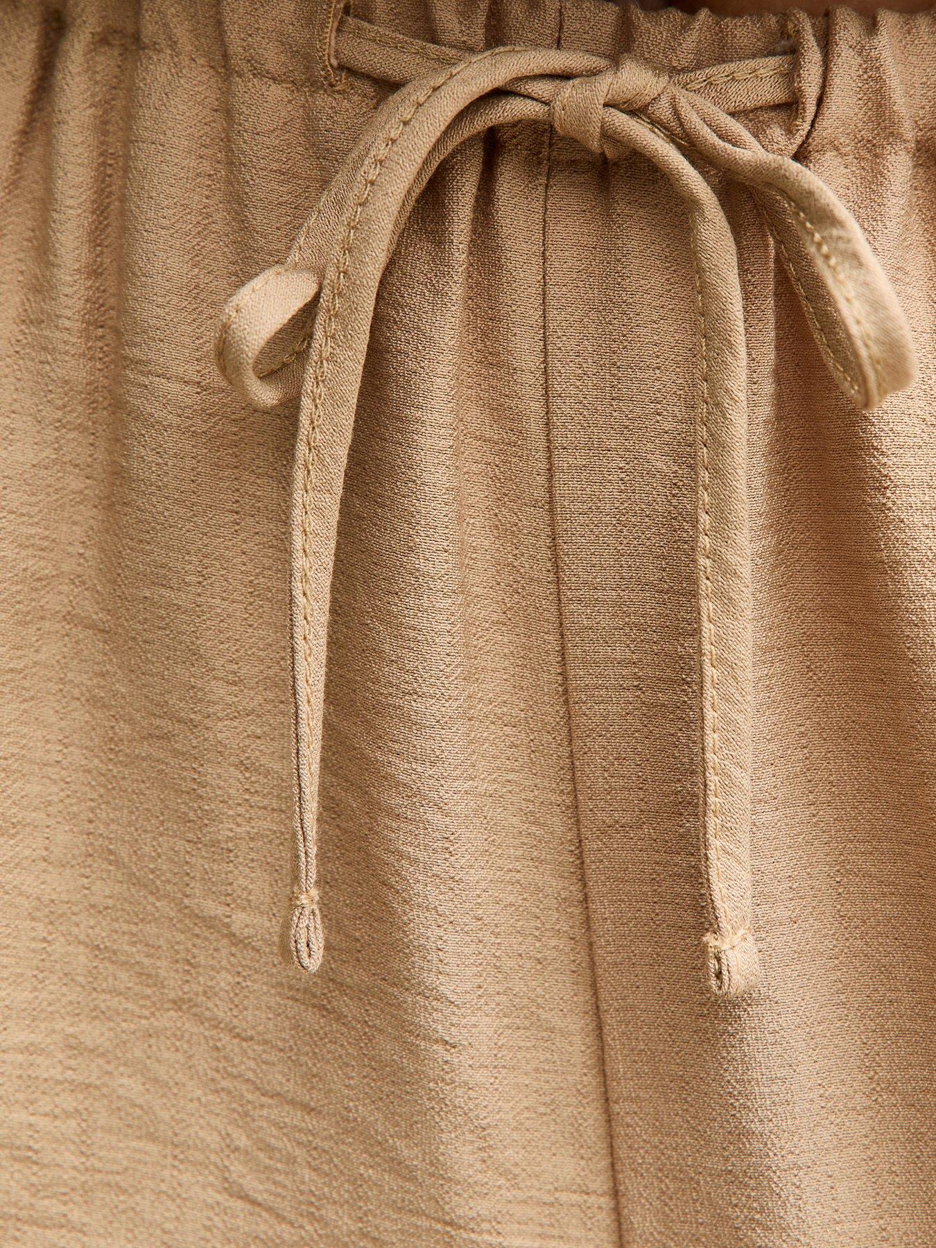 Image 5 of 5 of New Look Drawstring Waist Wide Leg Trousers - Light Brown