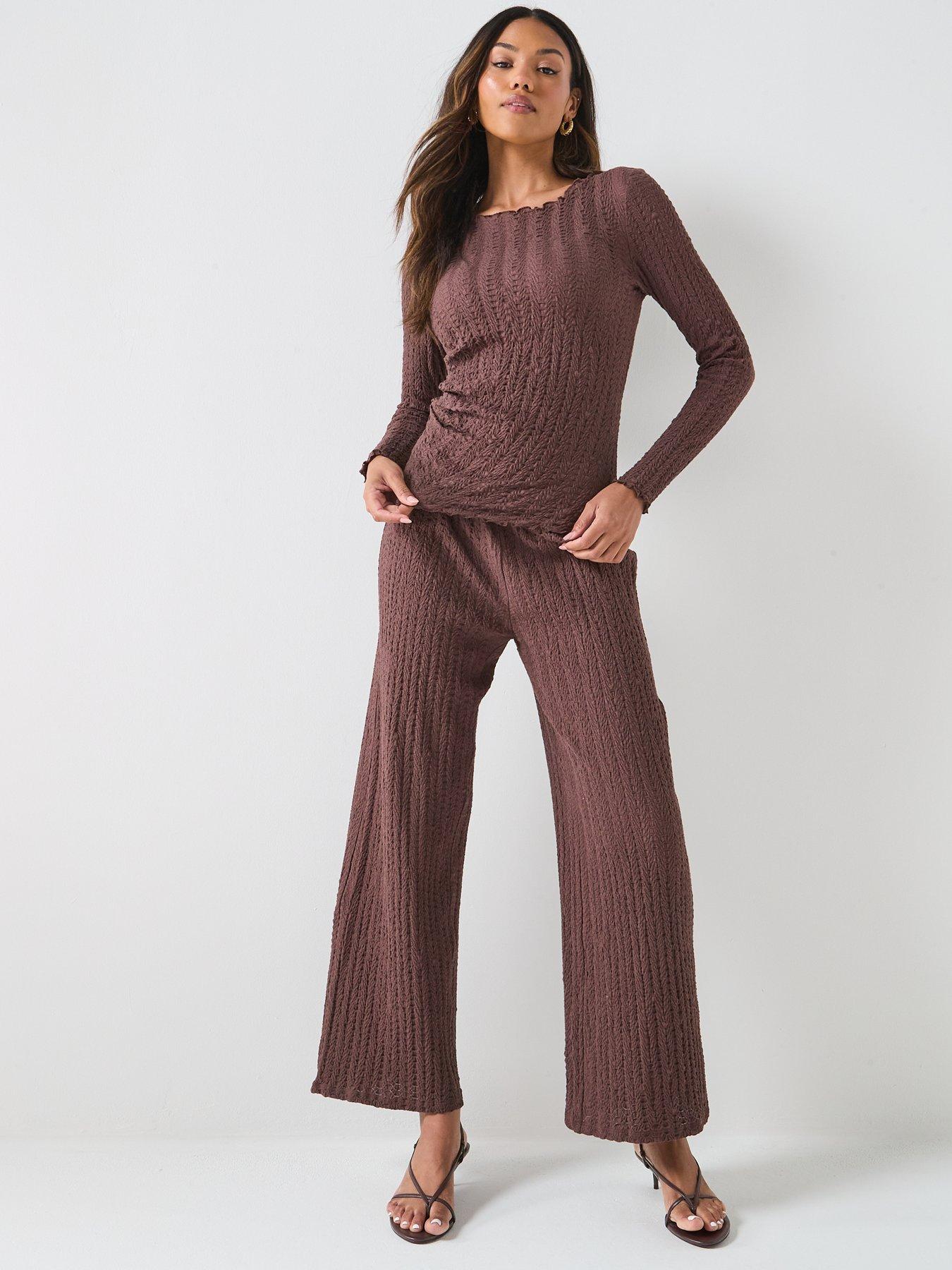 only-ella-wide-leg-textured-trousers-brownback