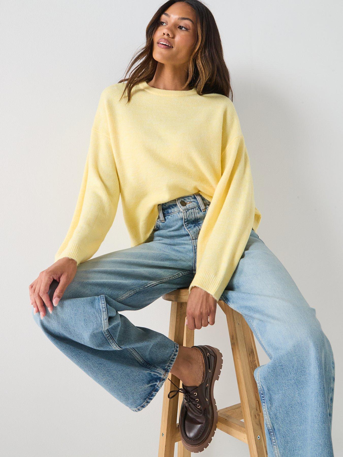 Image 4 of 6 of Only Simoni Long Sleeve Knitted Jumper - Yellow