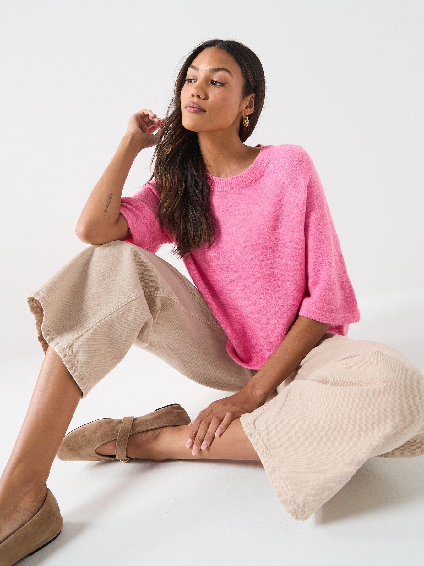Image 5 of 5 of JDY Elanora 3/4 Length Sleeve Pullover- Pink