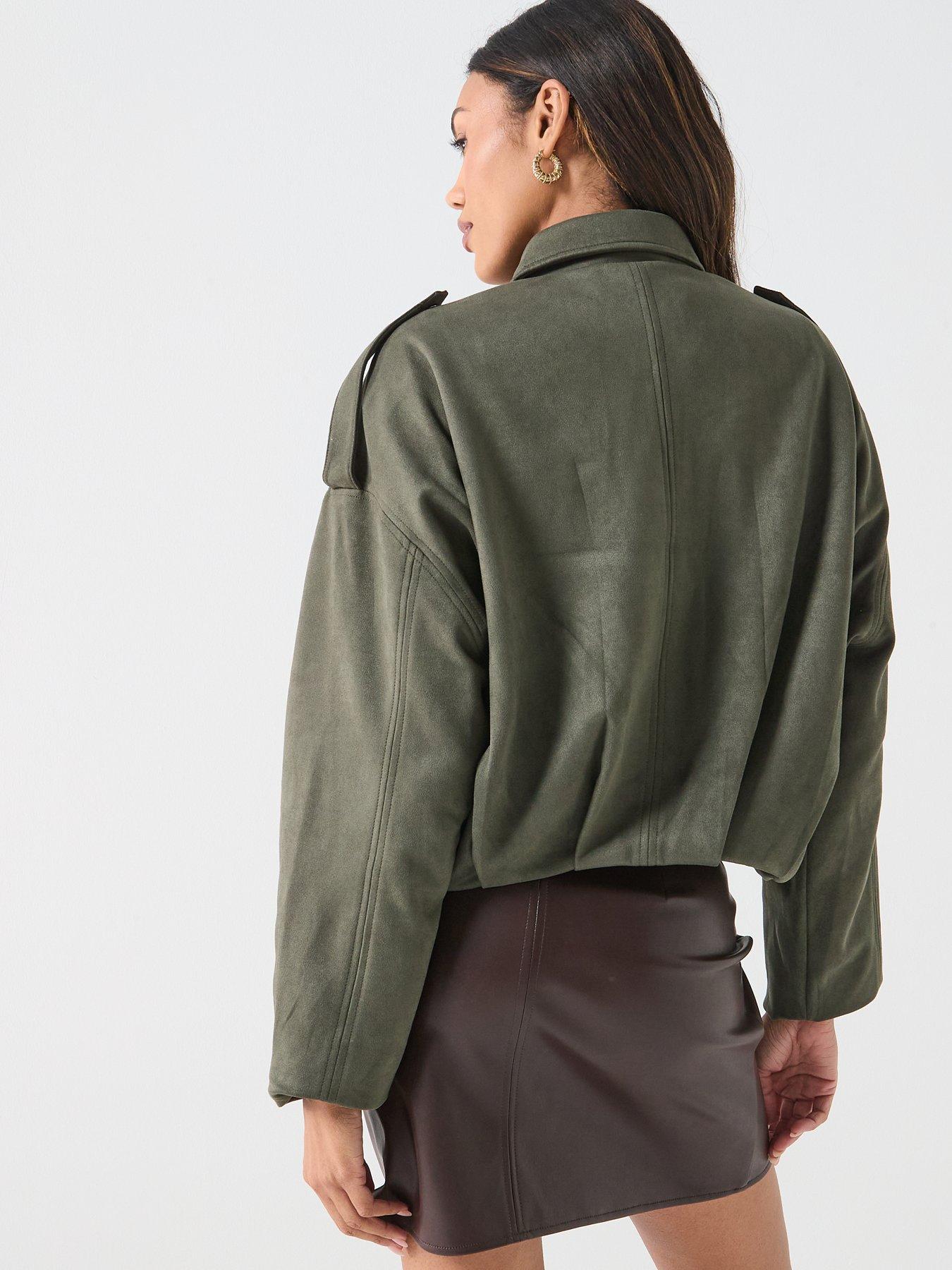 Image 2 of 6 of JDY Nia Faux Suede Jacket - Green