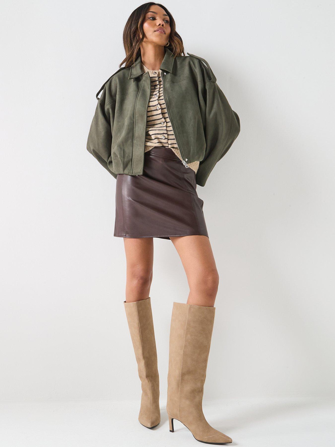 Image 3 of 6 of JDY Nia Faux Suede Jacket - Green