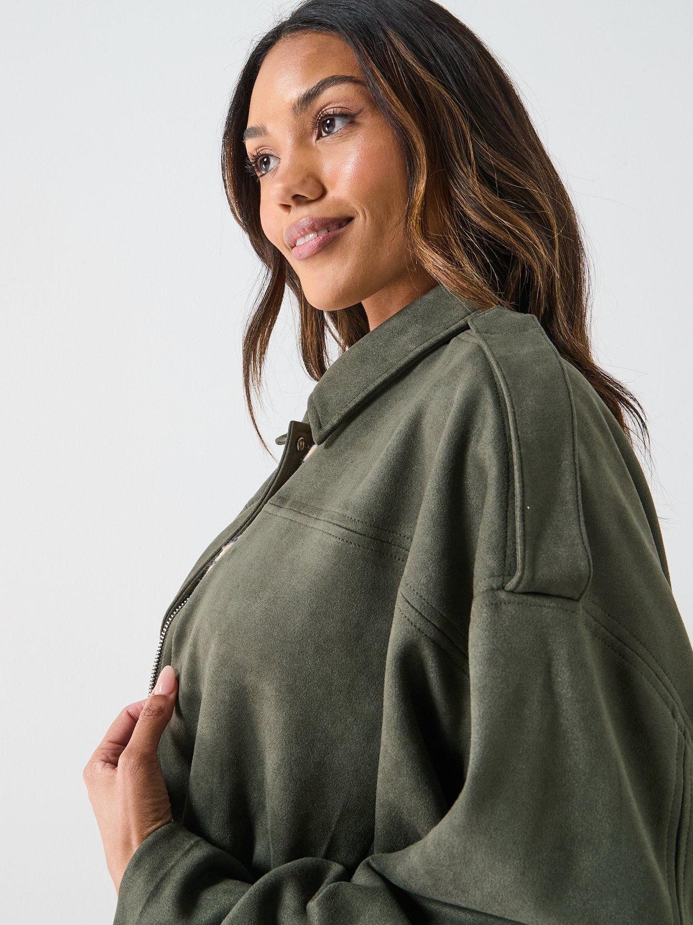Image 4 of 6 of JDY Nia Faux Suede Jacket - Green