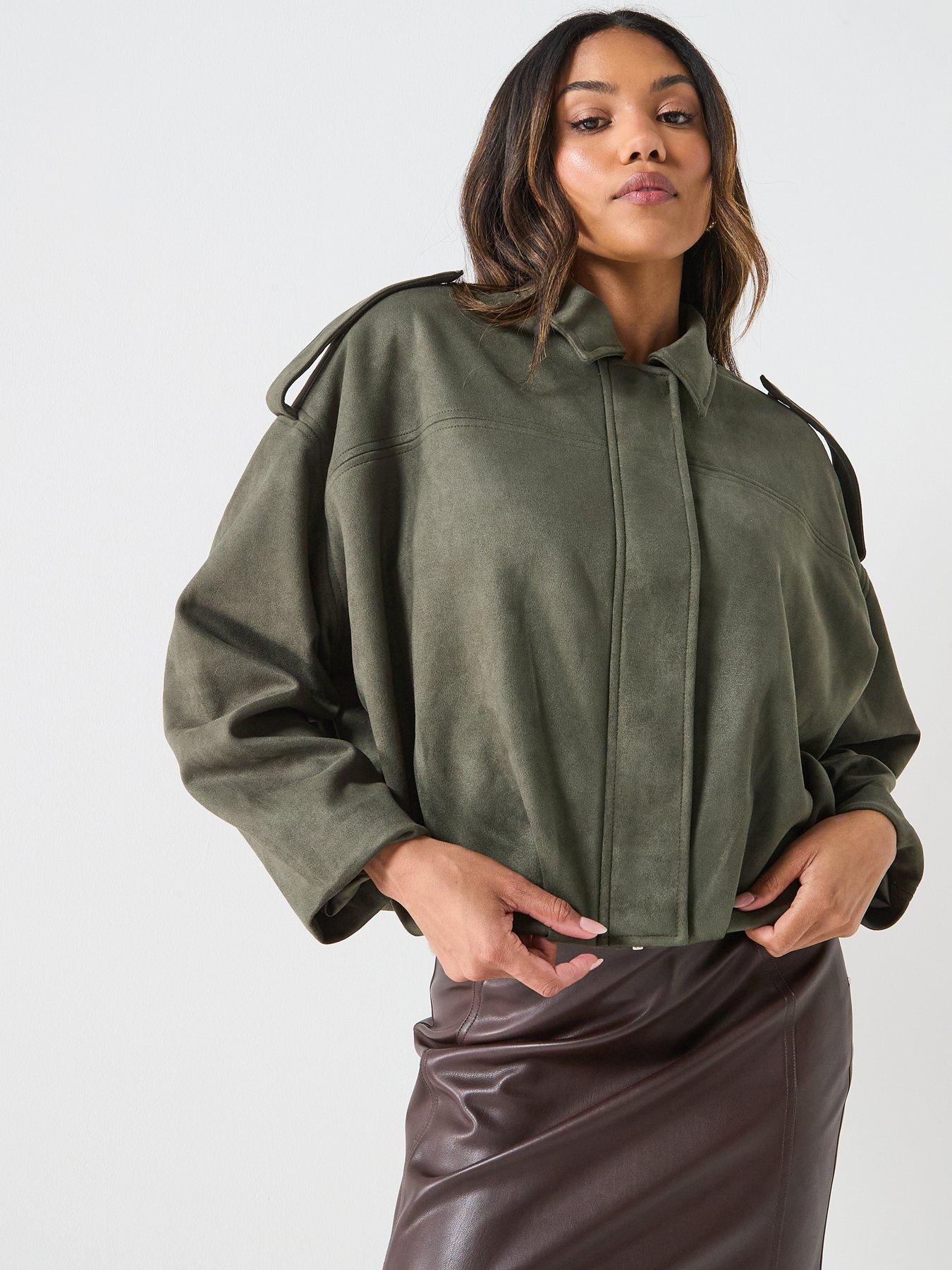 Image 5 of 6 of JDY Nia Faux Suede Jacket - Green