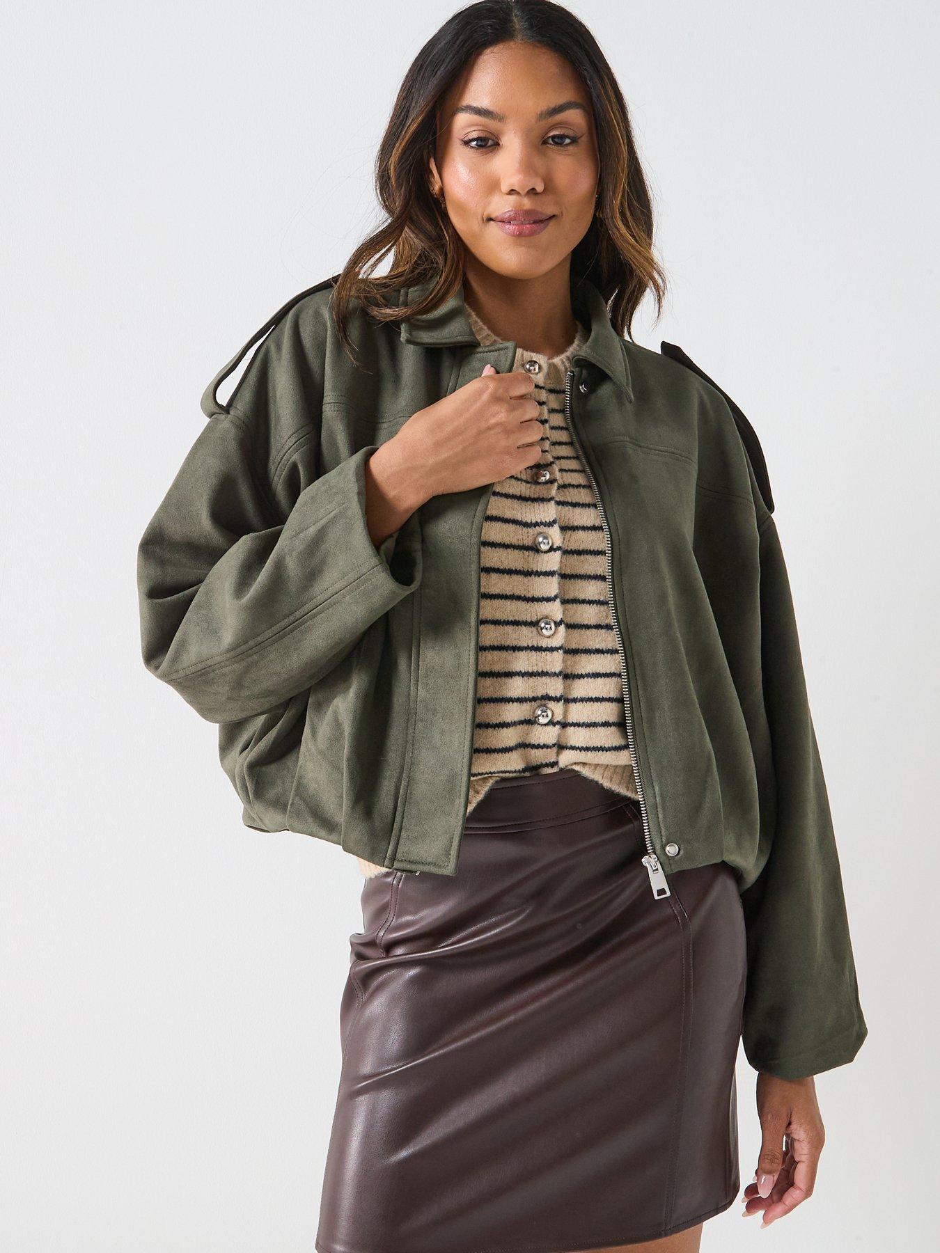 Image 6 of 6 of JDY Nia Faux Suede Jacket - Green