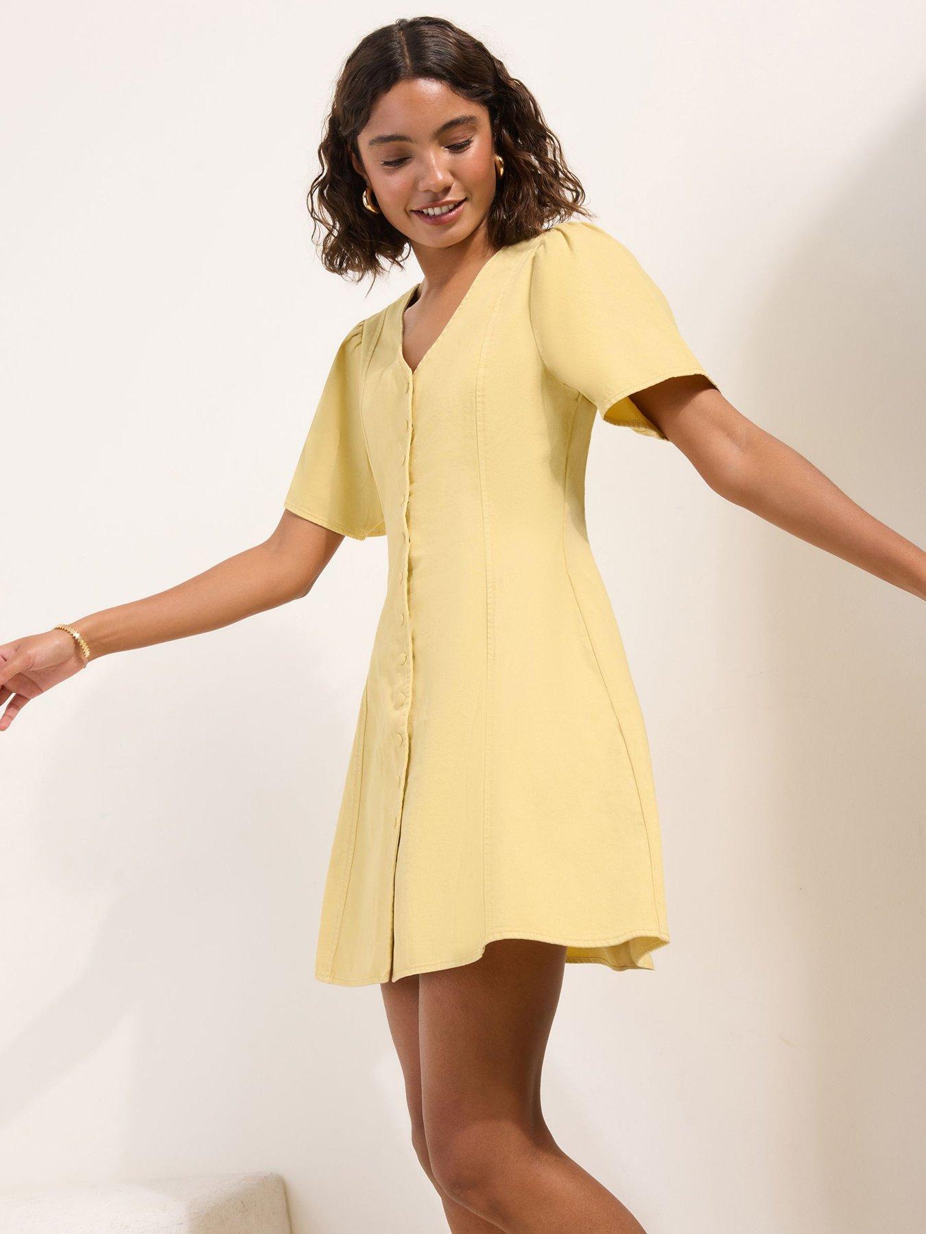 Friends Like These Angel Sleeve Tea Dress - Yellow