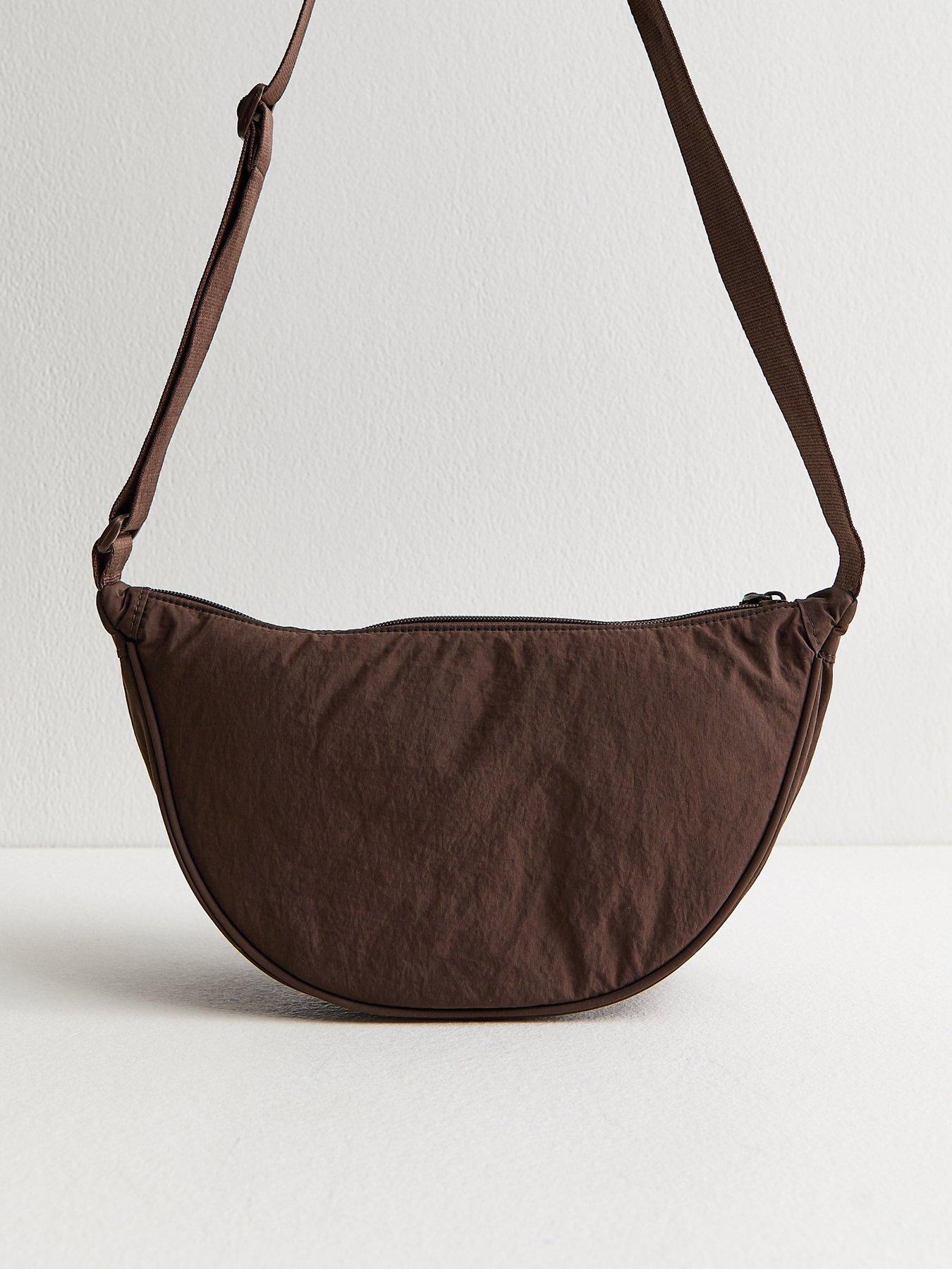 Image 2 of 4 of New Look Plain Curved Crossbody Bag - Dark Brown