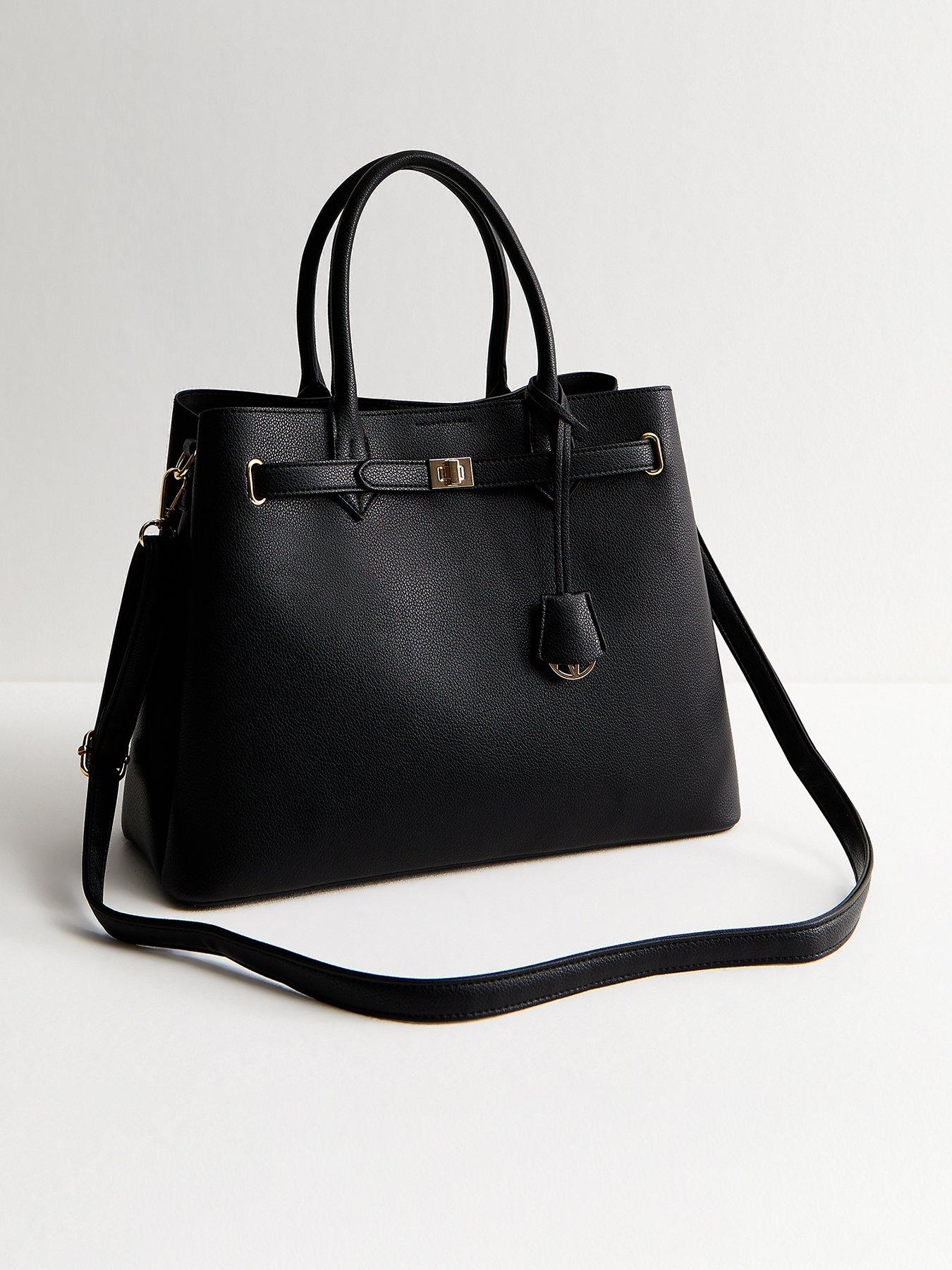 new-look-faux-leather-triple-compartment-tote-bag-black