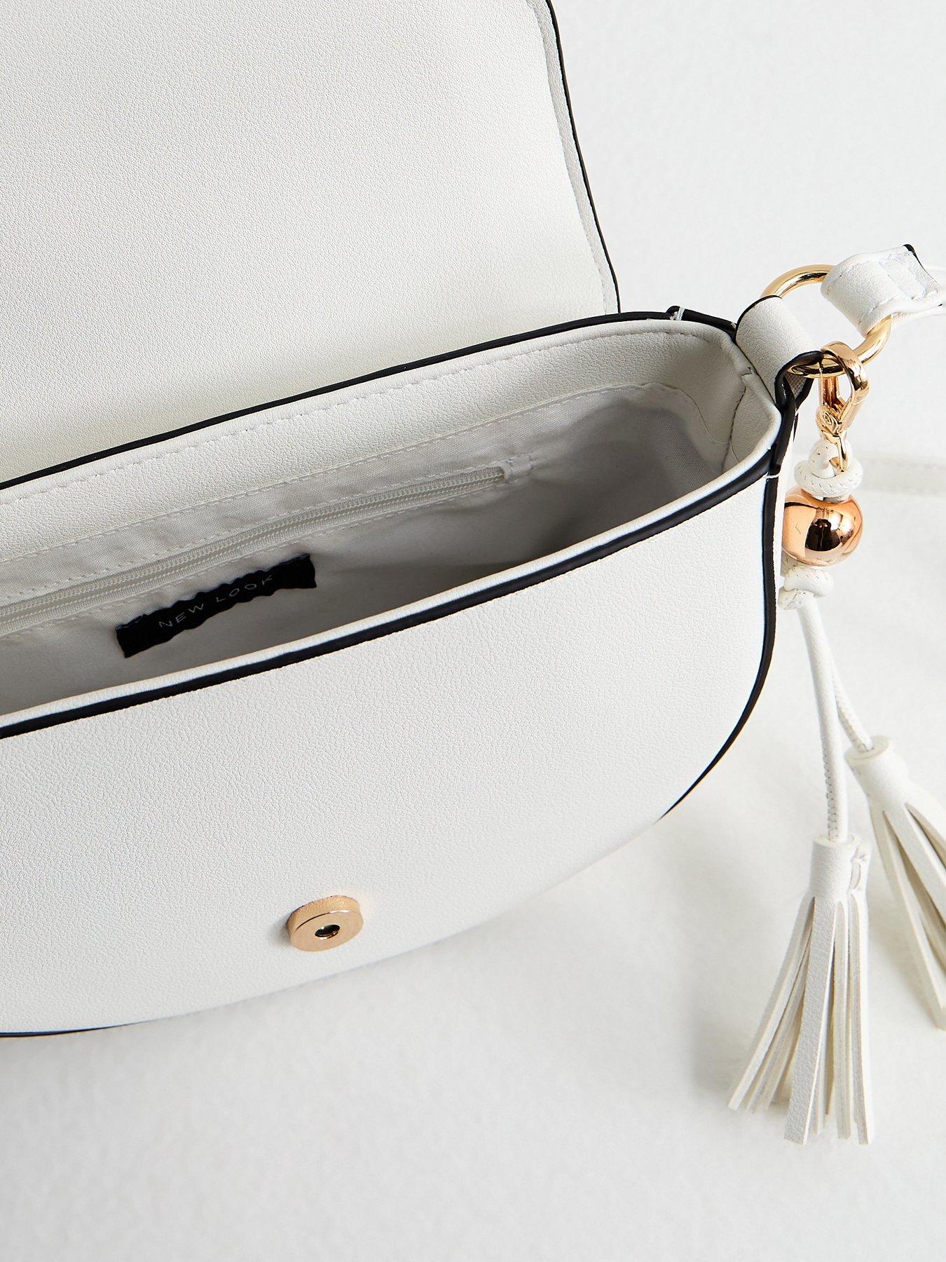 Image 5 of 5 of New Look Faux Leather Saddle Crossbody Bag - White