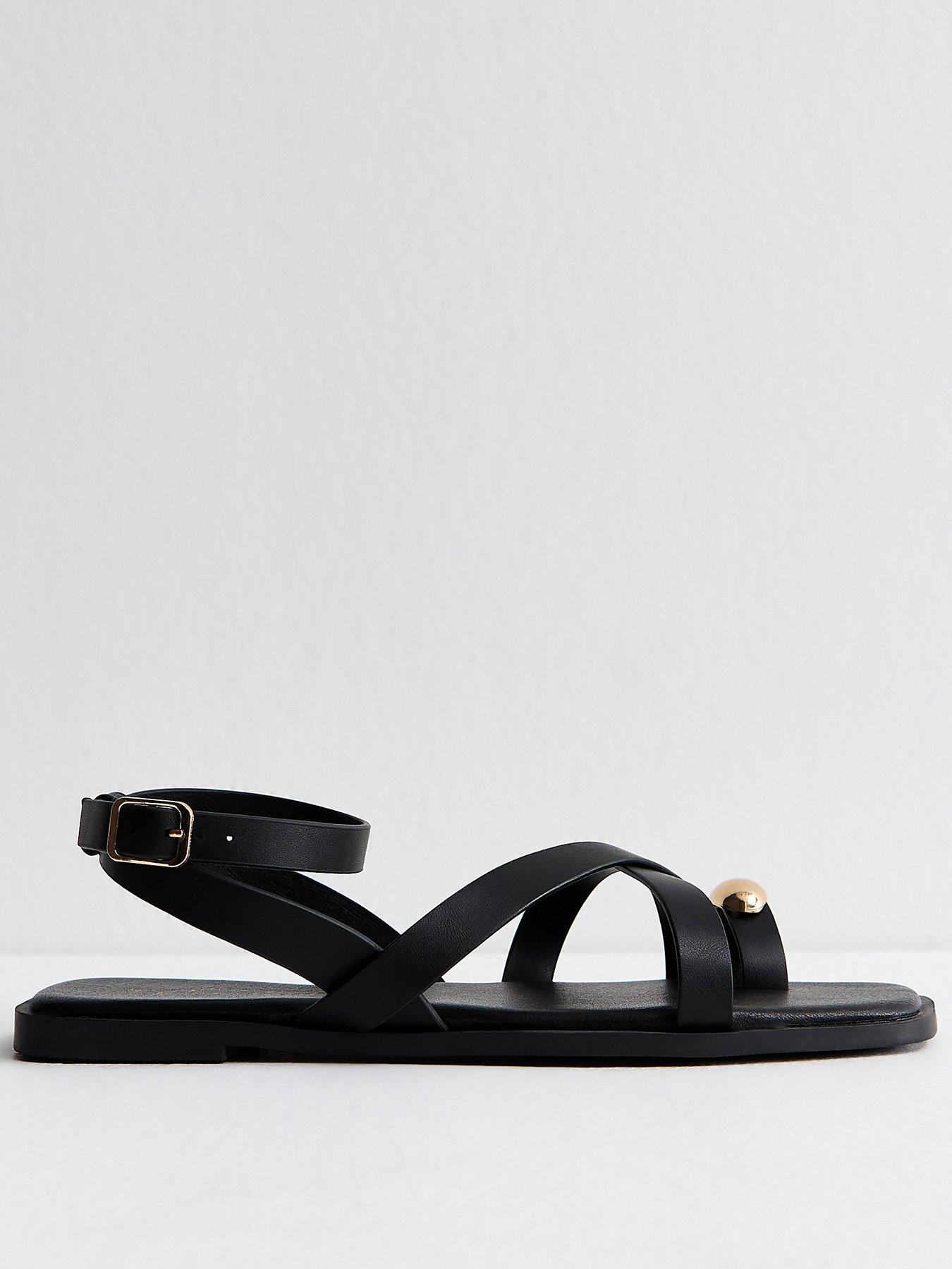 new-look-faux-leather-multi-strap-toe-ring-flat-sandals-blackstillFront