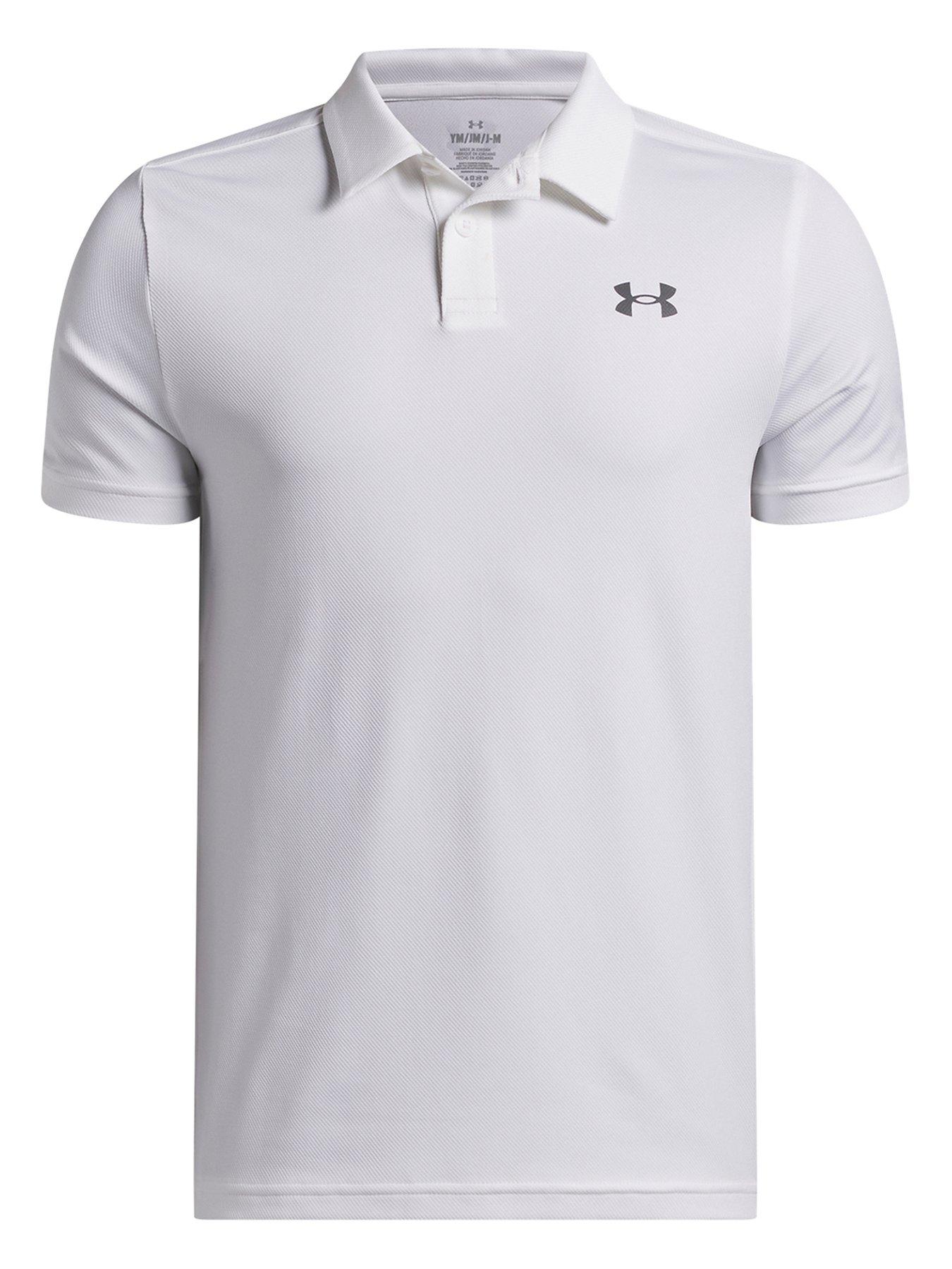 UNDER ARMOUR Junior Boys Golf Matchplay Short Sleeve Polo - White