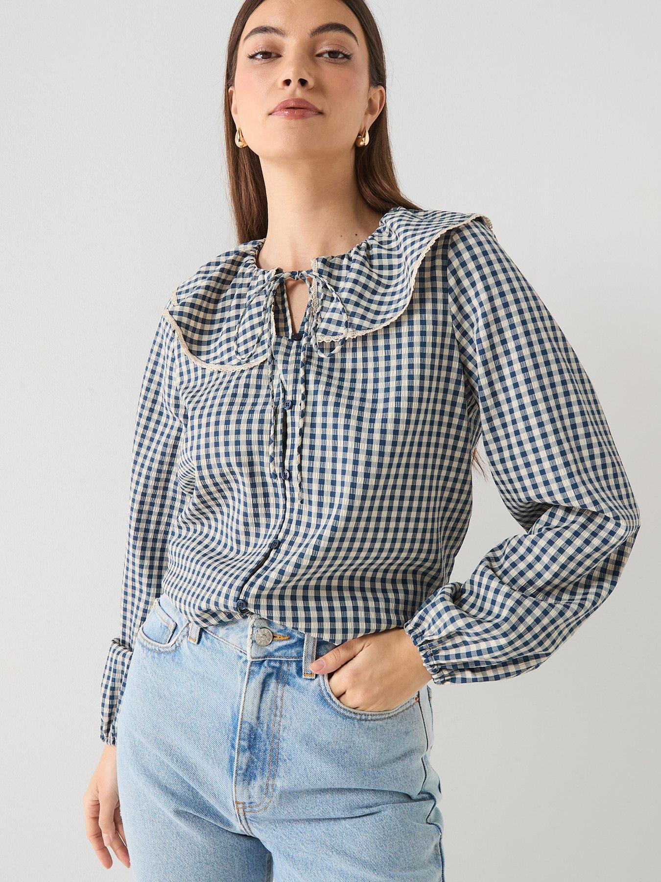 vero-moda-silje-long-sleeve-tie-neck-top-bluefront