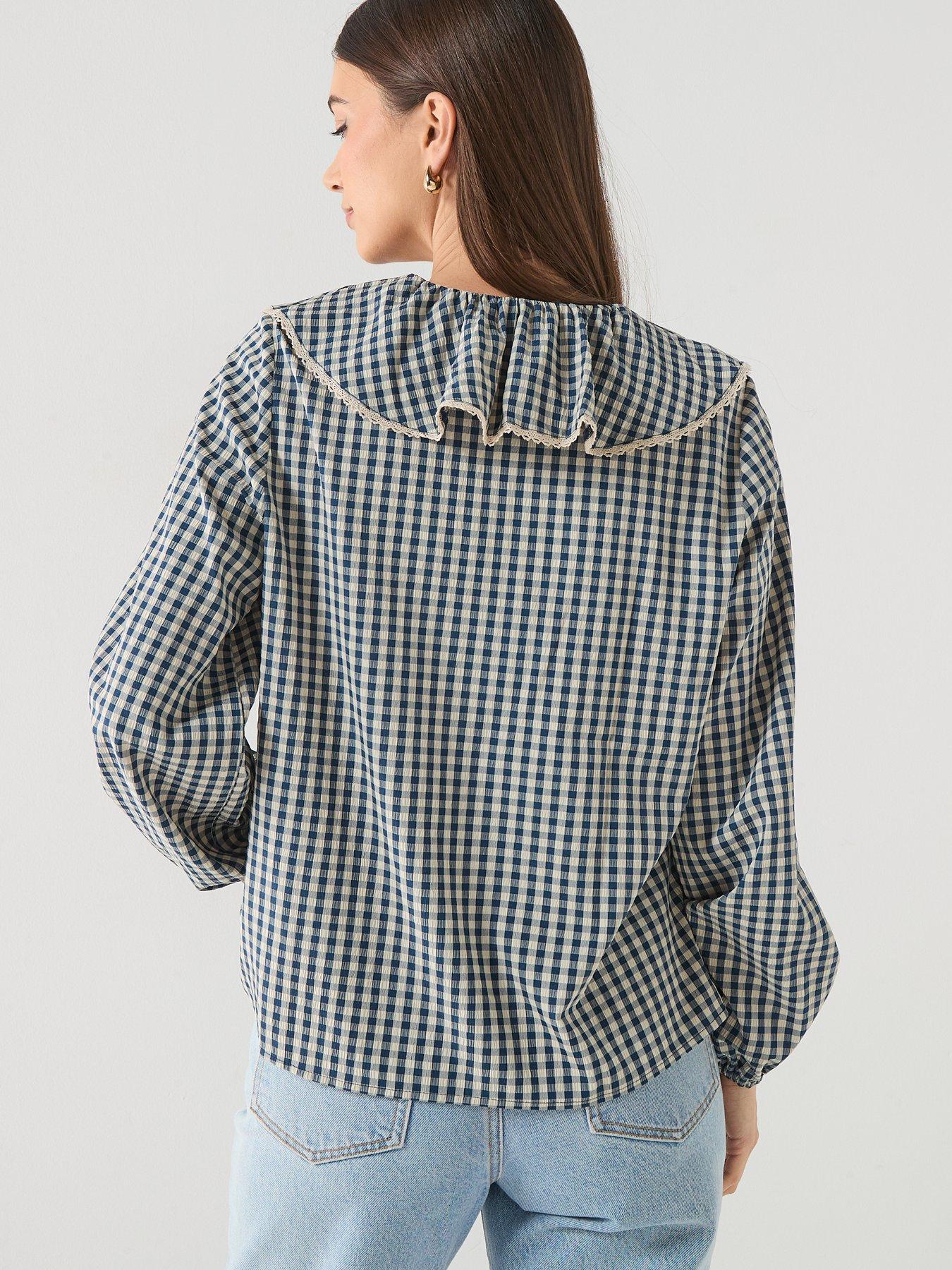 vero-moda-silje-long-sleeve-tie-neck-top-bluestillFront