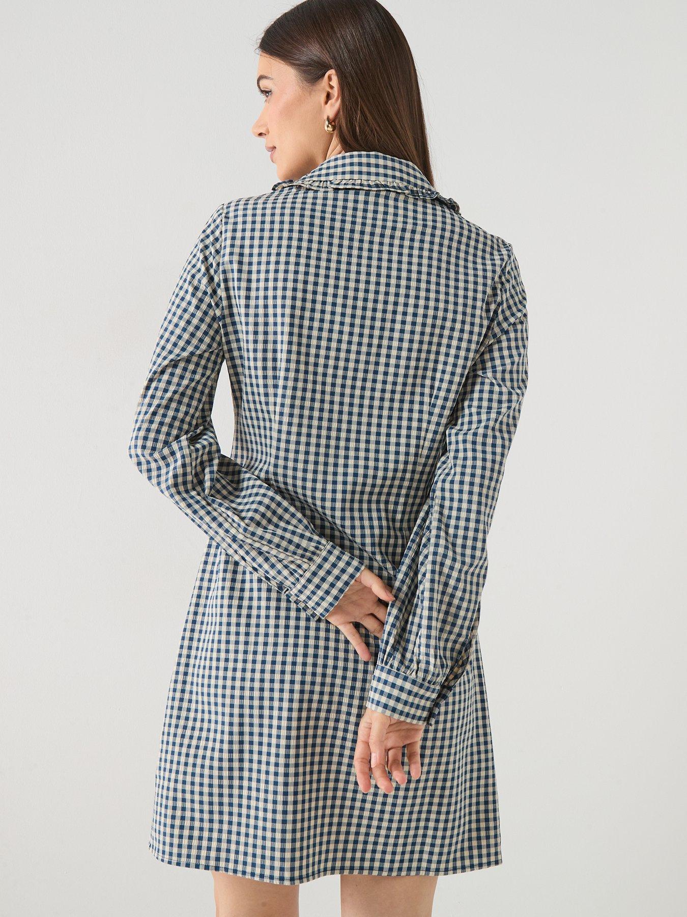 Image 2 of 5 of Vero Moda Silje Long Sleeve Short Dress - Blue