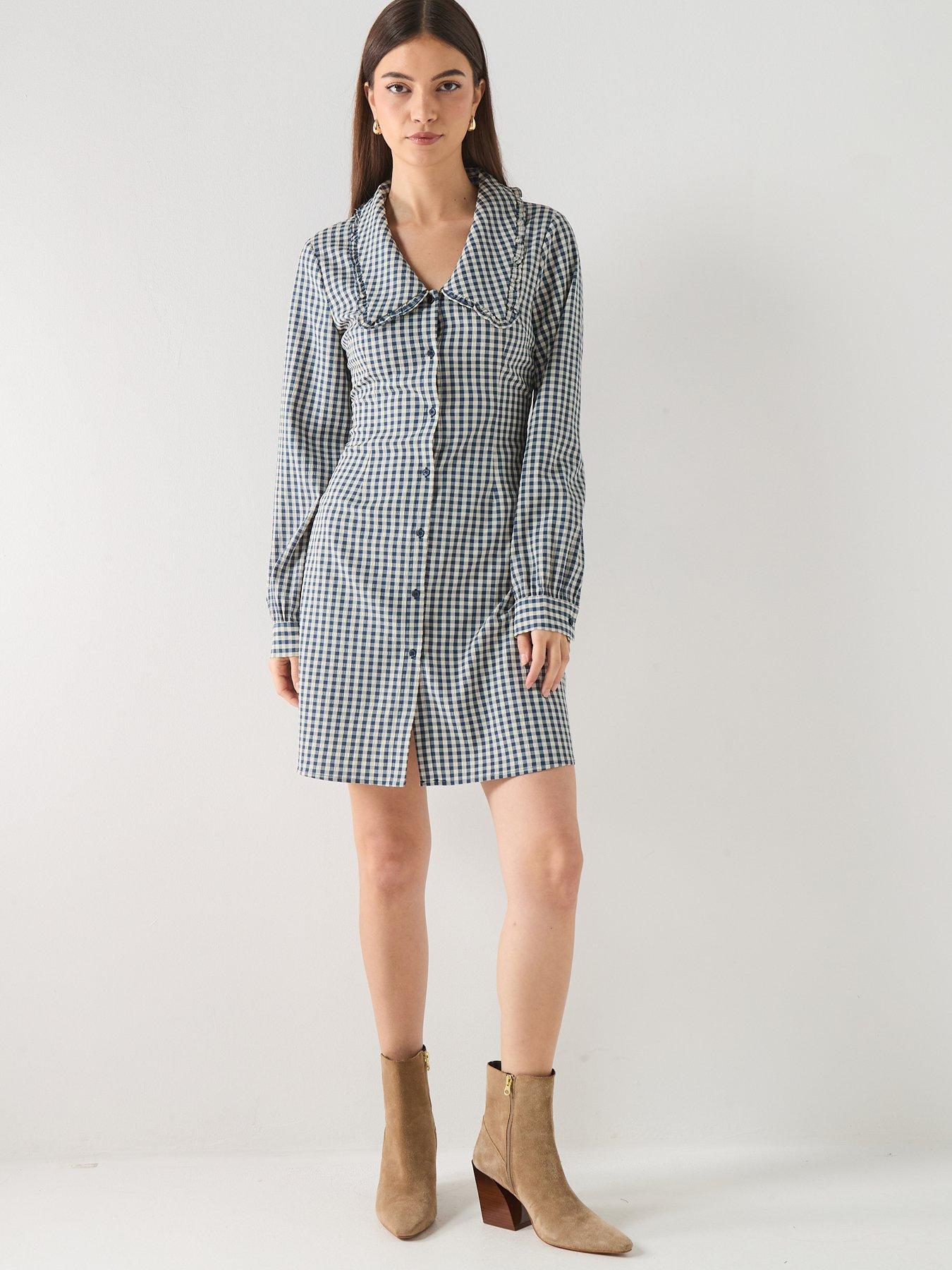 Image 3 of 5 of Vero Moda Silje Long Sleeve Short Dress - Blue
