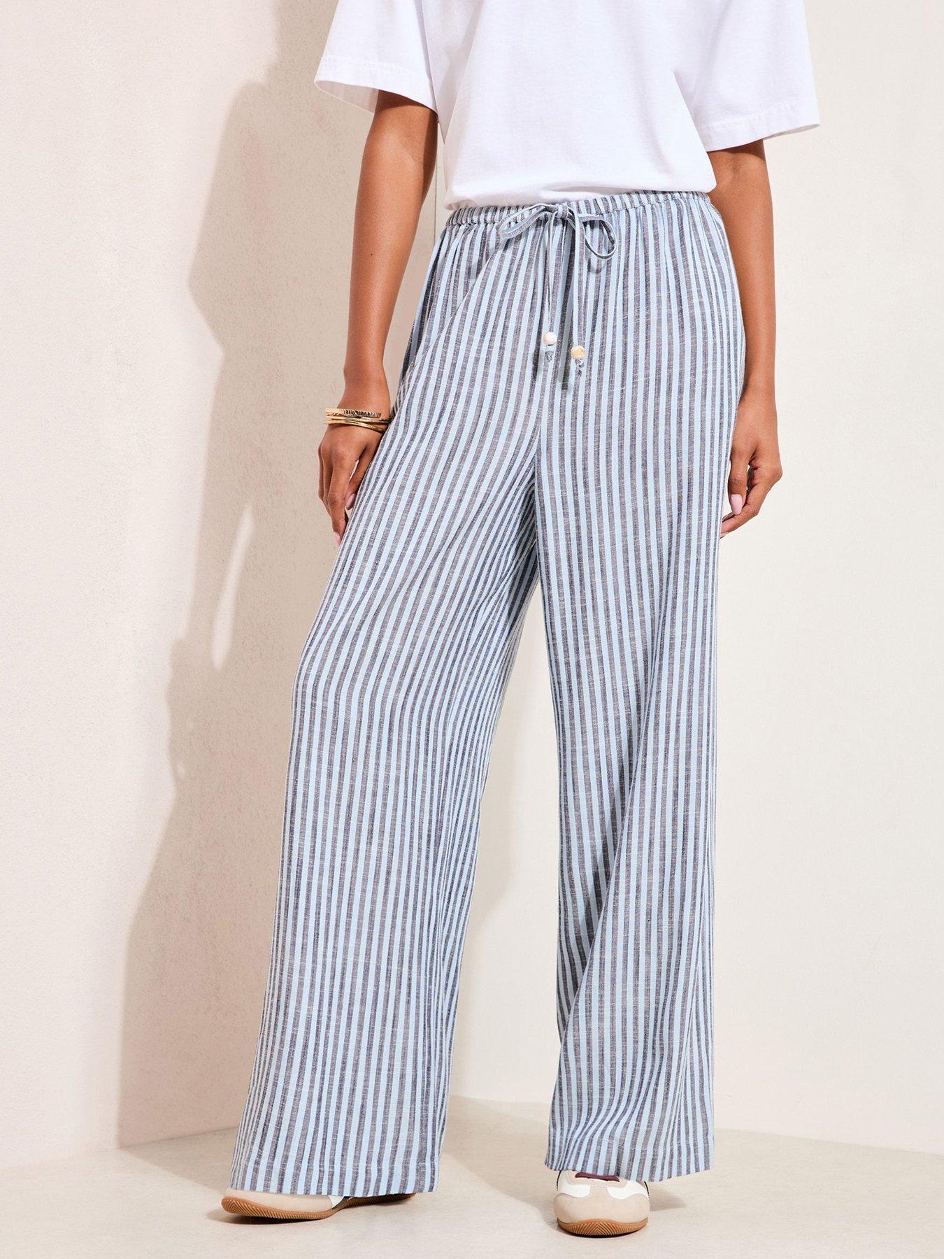Friends Like These Linen Wide Leg Tie Trouser - Blue